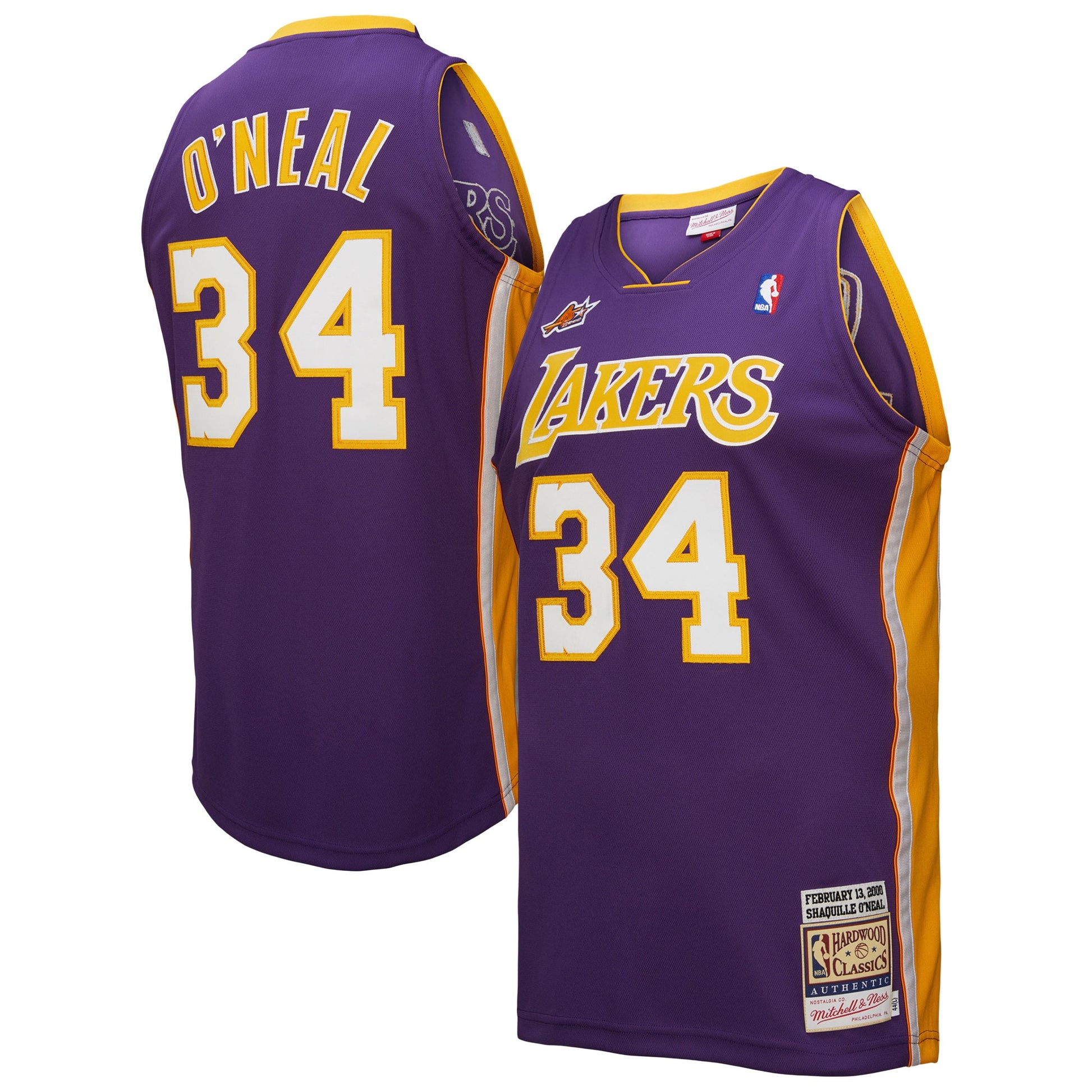 Men's Los Angeles Lakers Shaquille O'Neal Mitchell & Ness Purple 2000 NBA All-Star Game Authentic Jersey