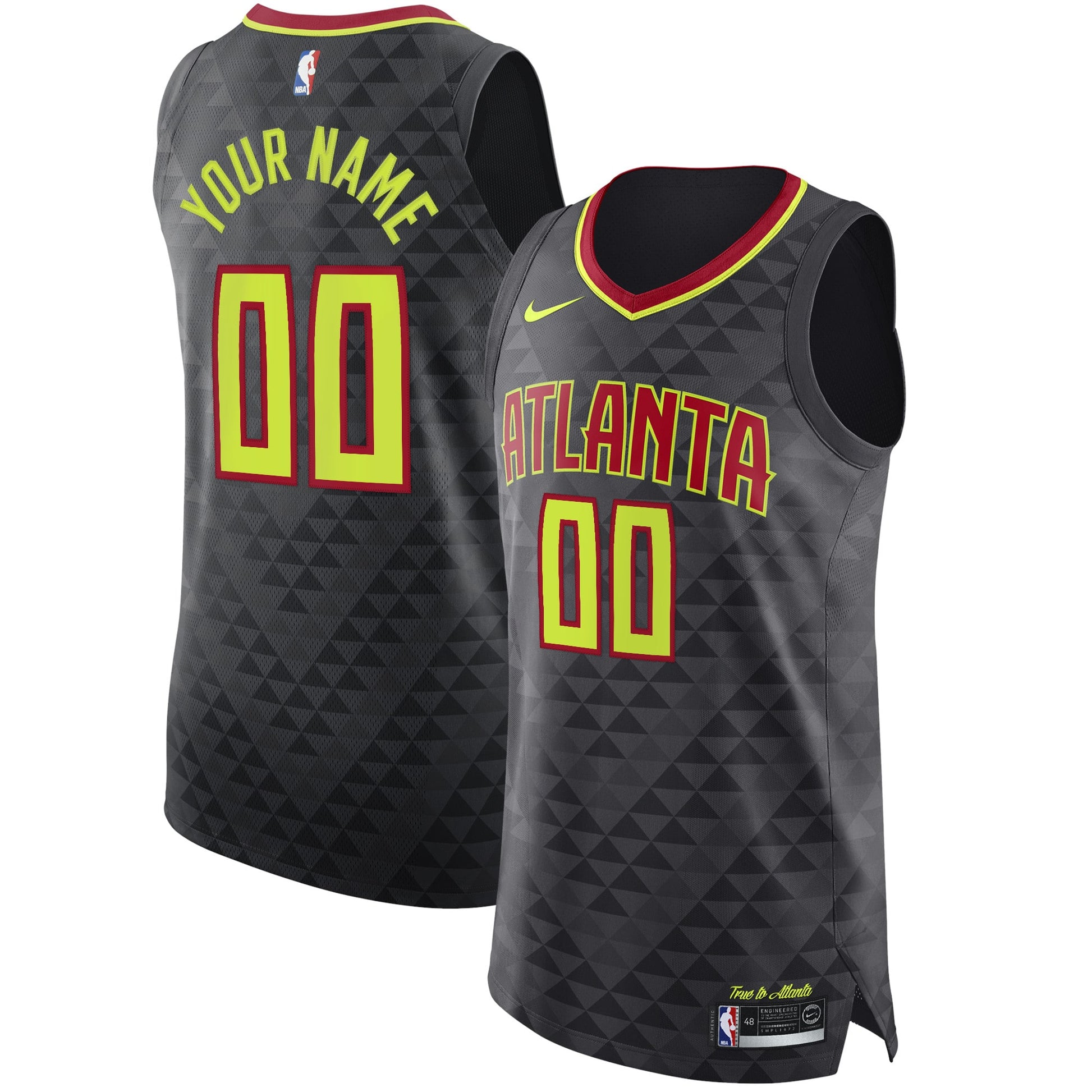 Men's Atlanta Hawks Nike Black Authentic Custom Jersey - Icon Edition