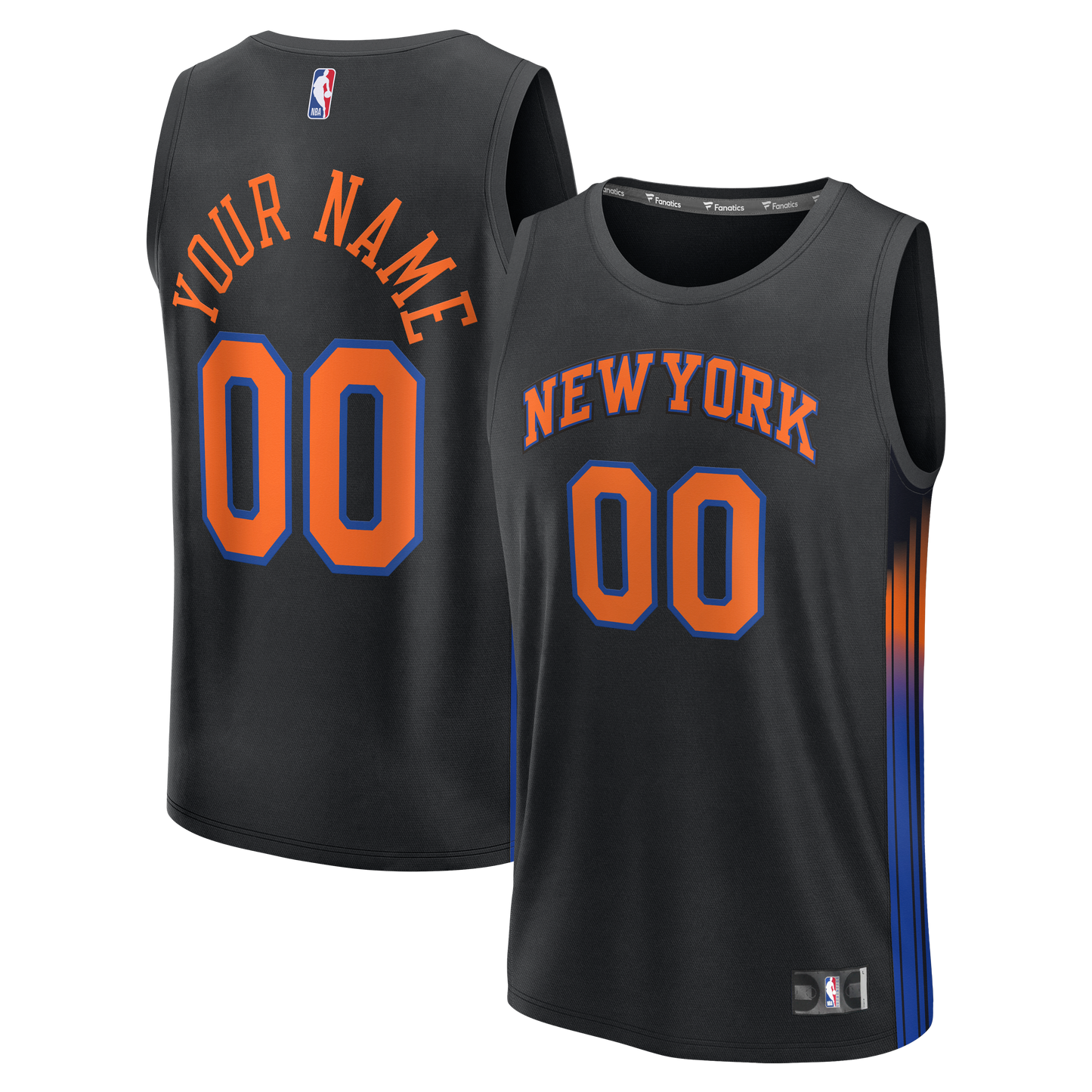 Youth New York Knicks Fanatics Black Fast Break Custom Jersey - Statement Edition