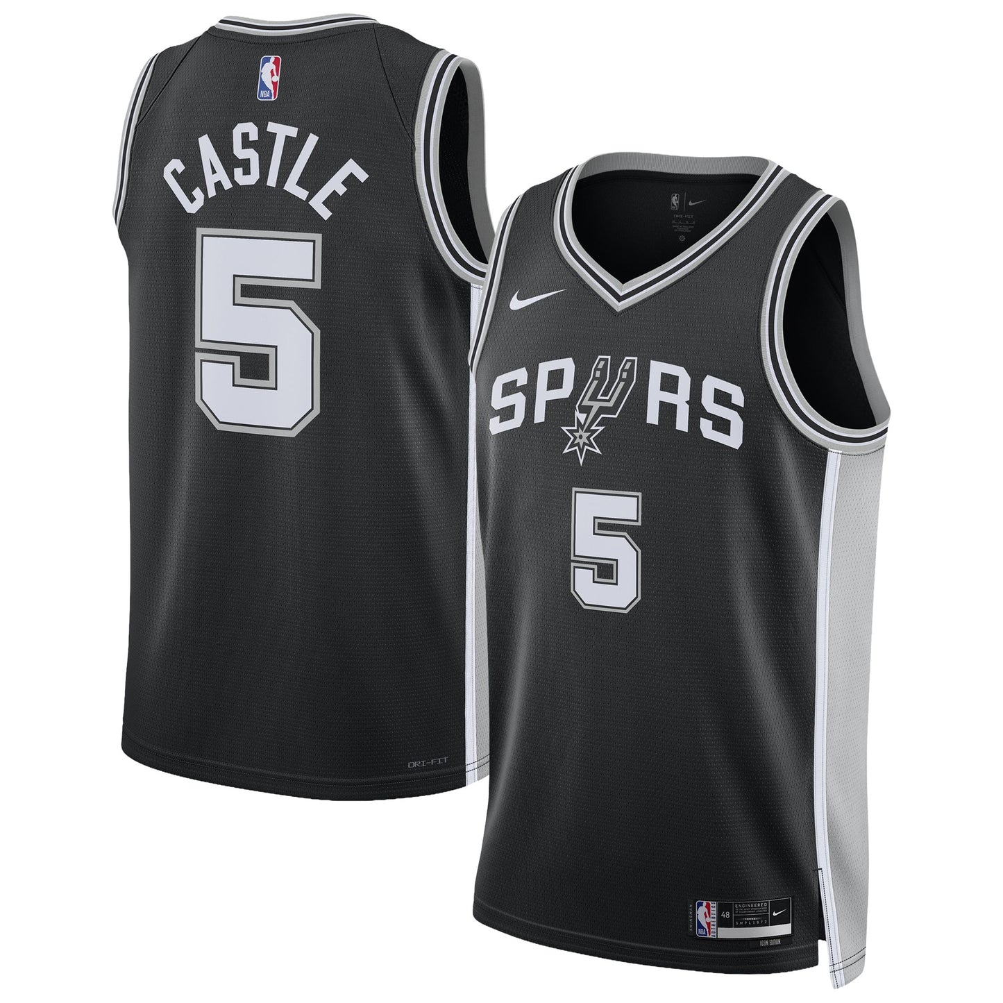 Unisex San Antonio Spurs Stephon Castle Nike Black Swingman Jersey - Icon Edition
