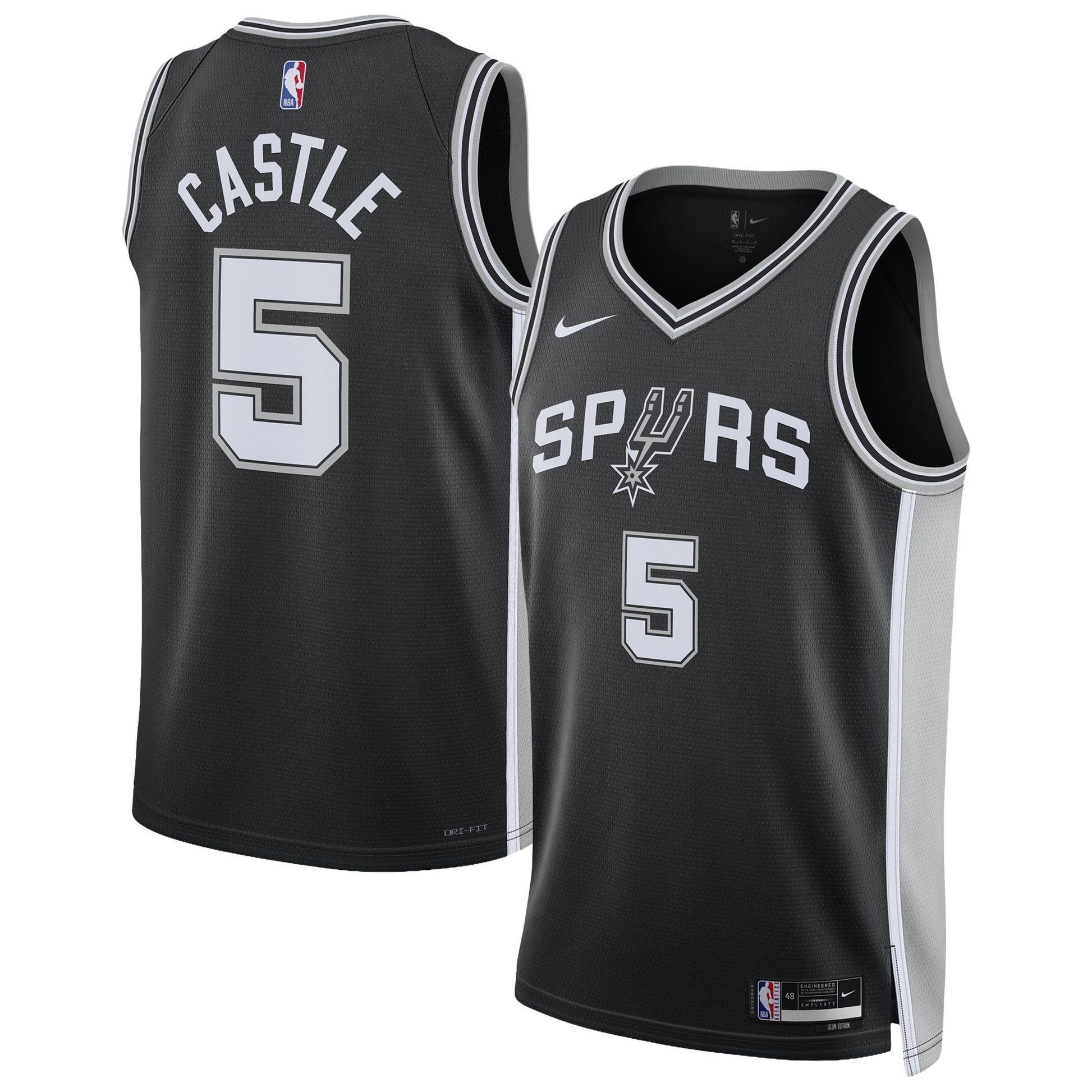 Unisex San Antonio Spurs Stephon Castle Nike Black Swingman Jersey - Icon Edition