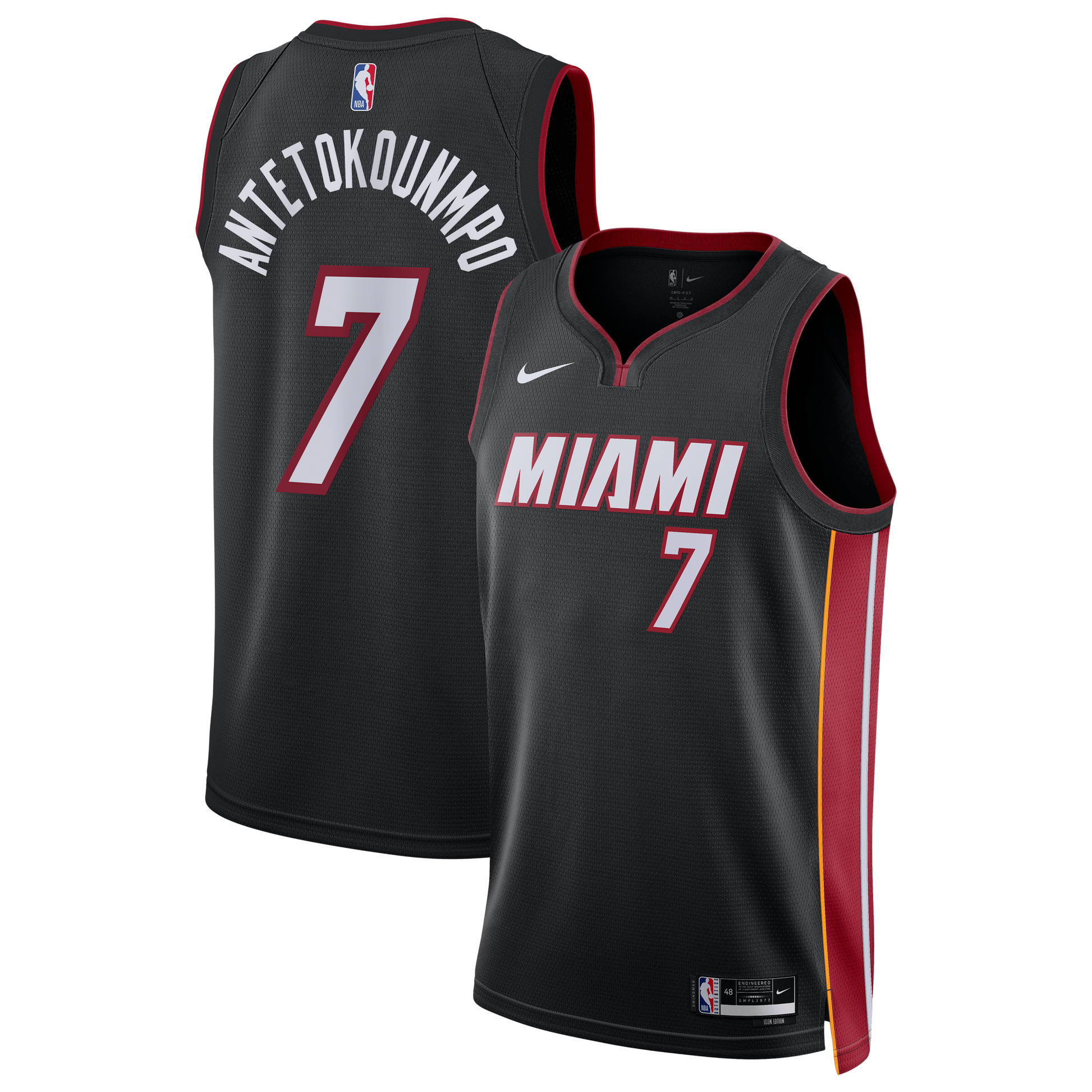 Youth Miami Heat Giannis Antetokounmpo Nike Black Swingman Jersey - Icon Edition
