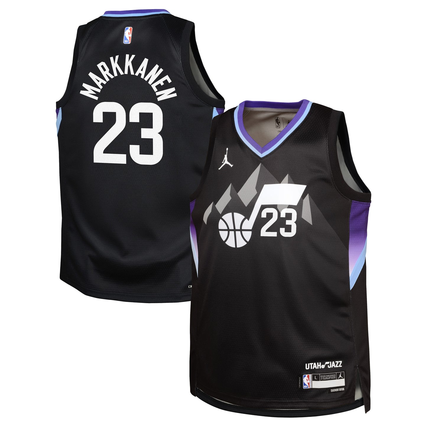 Youth Utah Jazz Lauri Markkanen Jordan Brand Black Swingman Jersey - Statement Edition