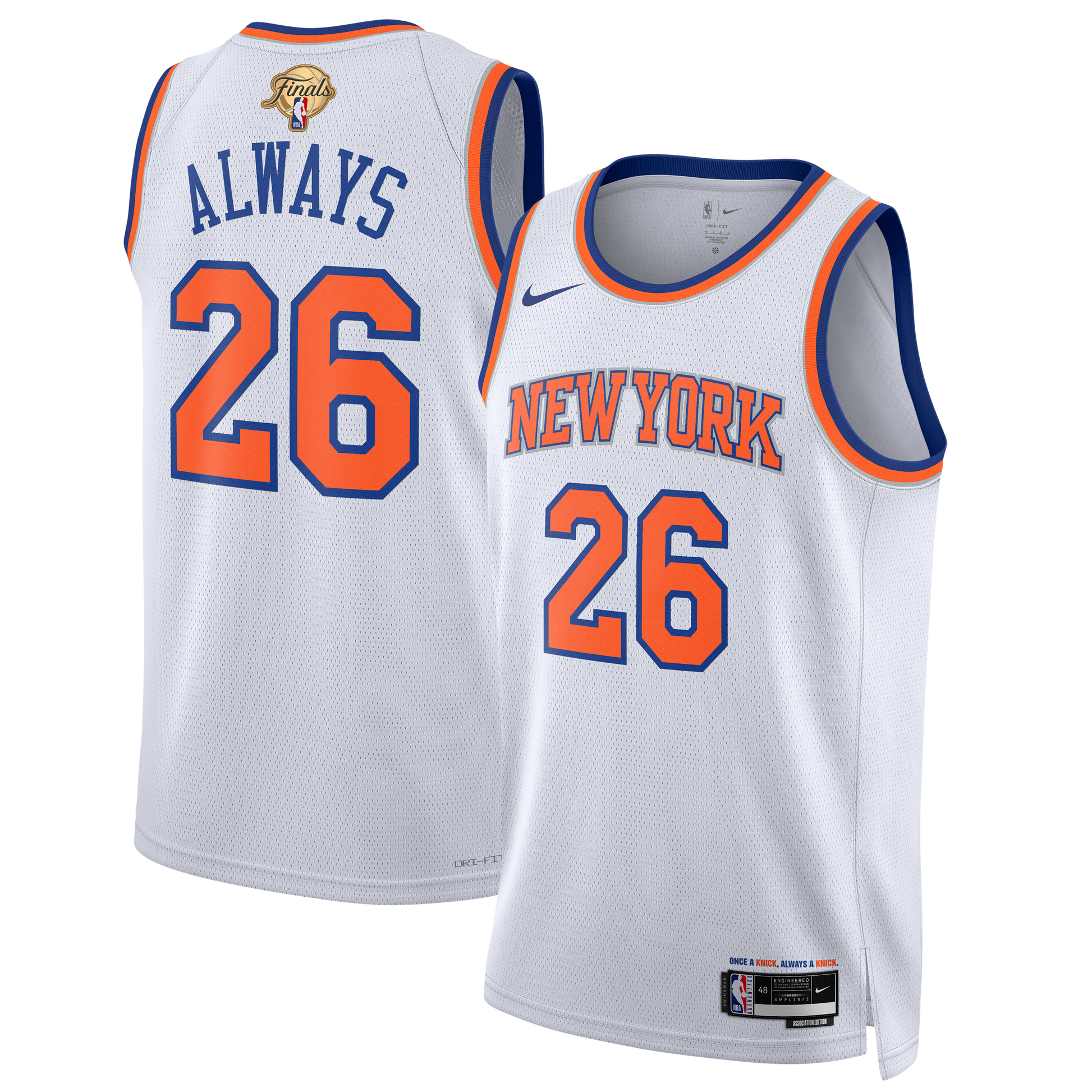 Unisex New York Knicks  Nike White 2026 NBA Finals Champions Always 26 Swingman Jersey - Association Edition