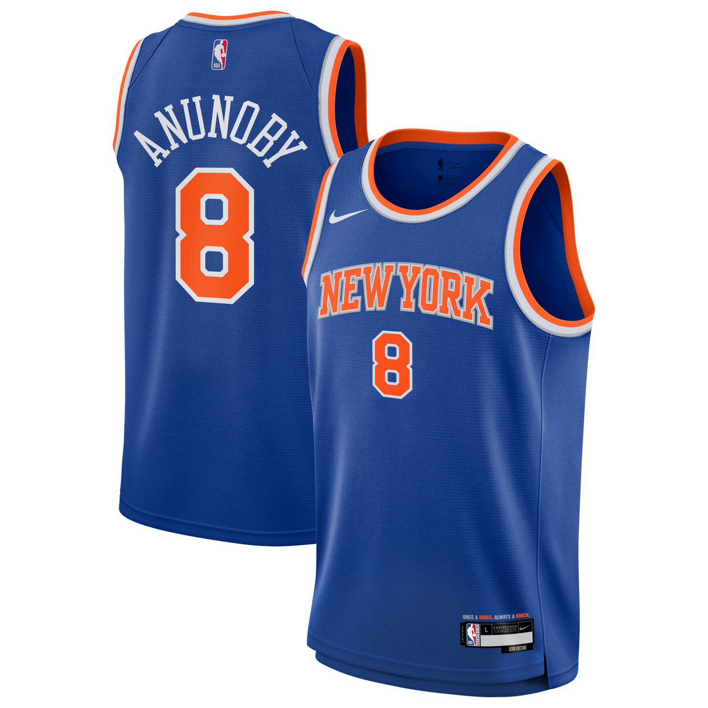 Youth New York Knicks OG Anunoby Nike Blue Swingman Jersey - Icon Edition