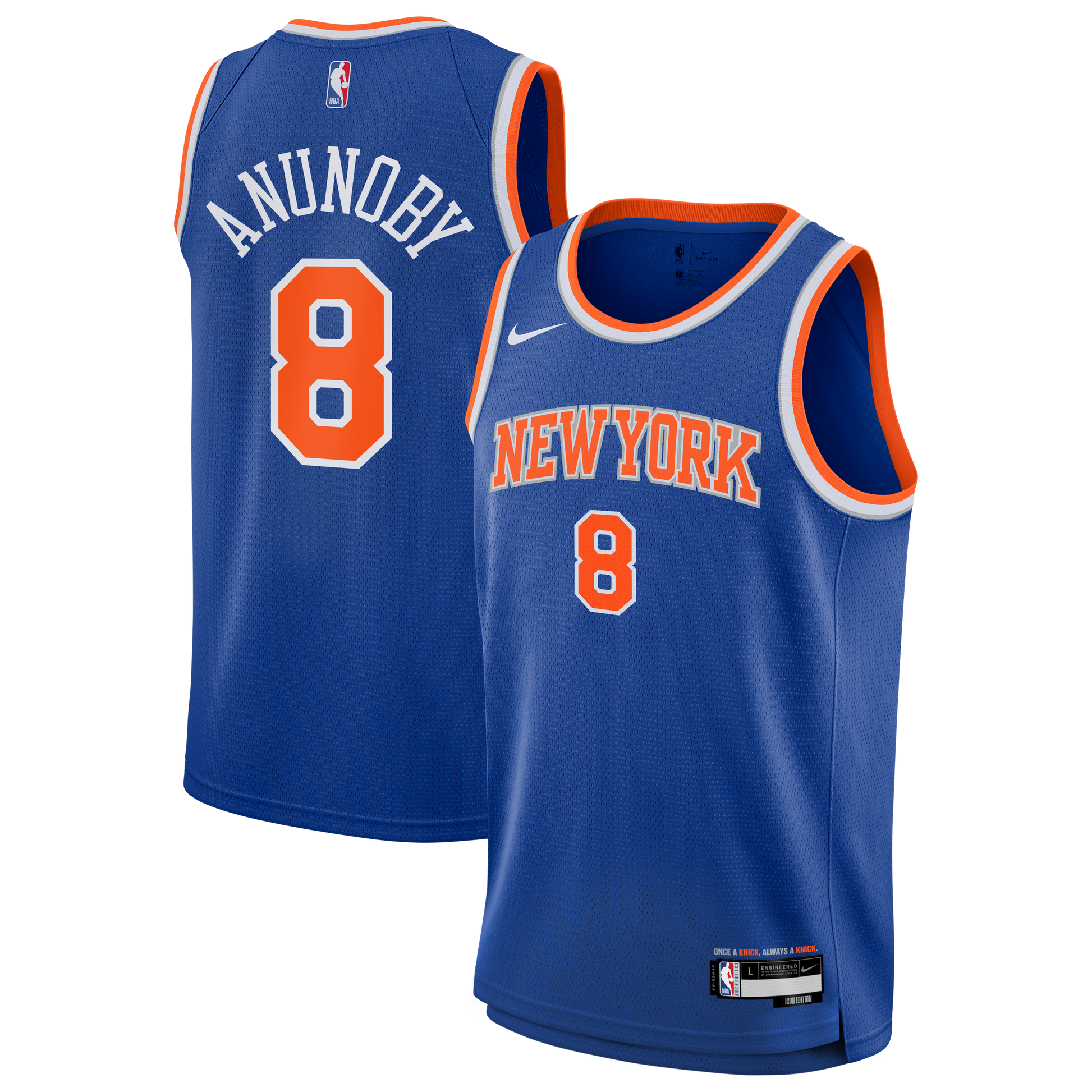 Youth New York Knicks OG Anunoby Nike Blue Swingman Jersey - Icon Edition