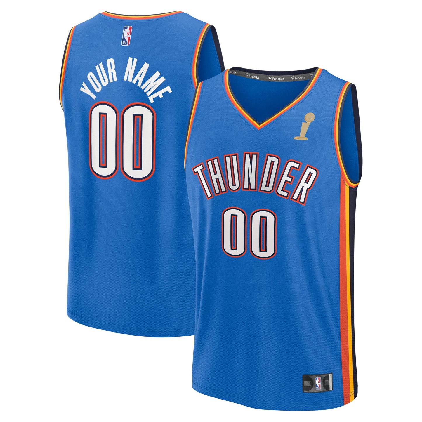 Youth Oklahoma City Thunder  Fanatics Blue 2025 NBA Finals Champions Fast Break Replica Custom Jersey - Icon Edition