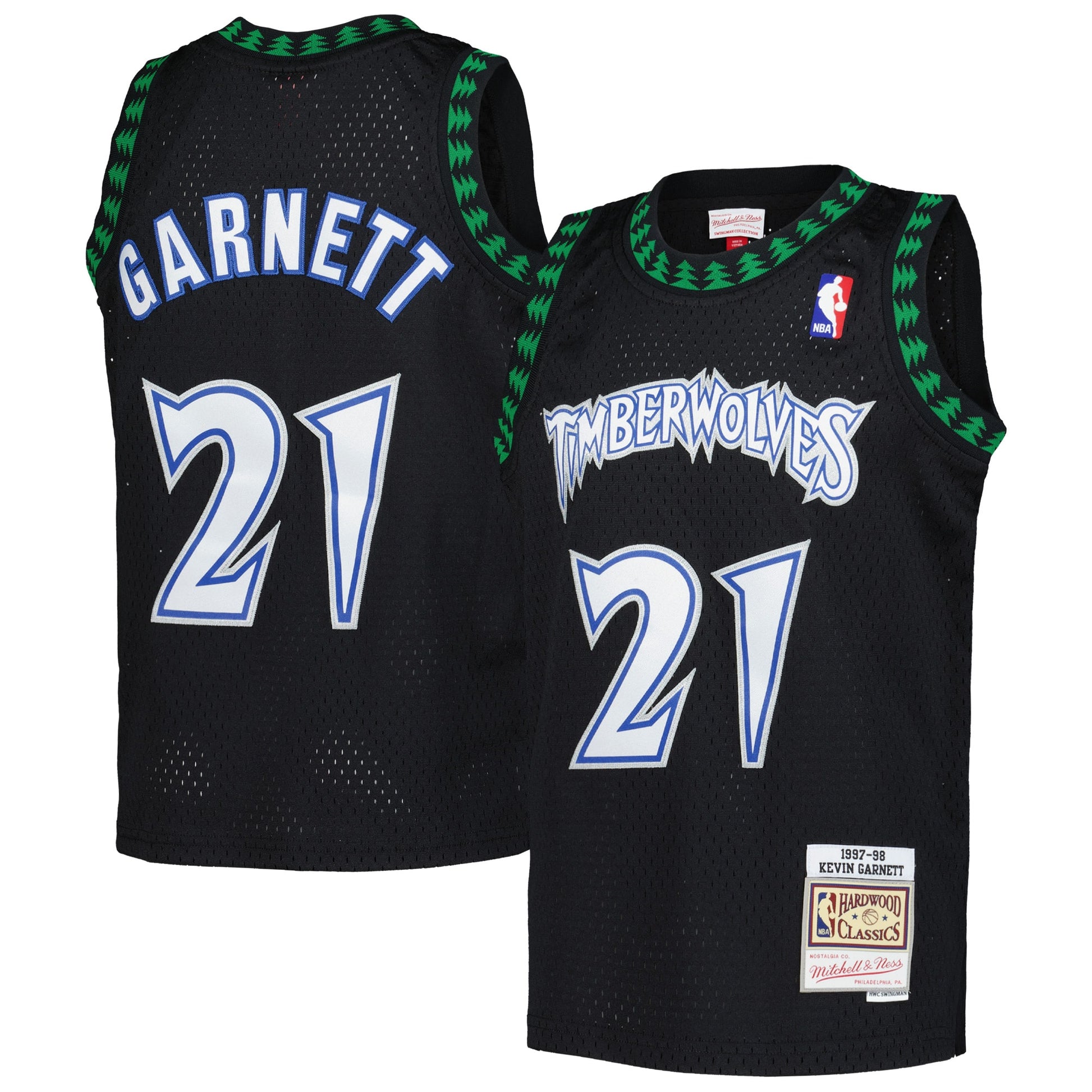 Youth Minnesota Timberwolves Kevin Garnett Mitchell & Ness Black 1997/98 Hardwood Classics Swingman Jersey