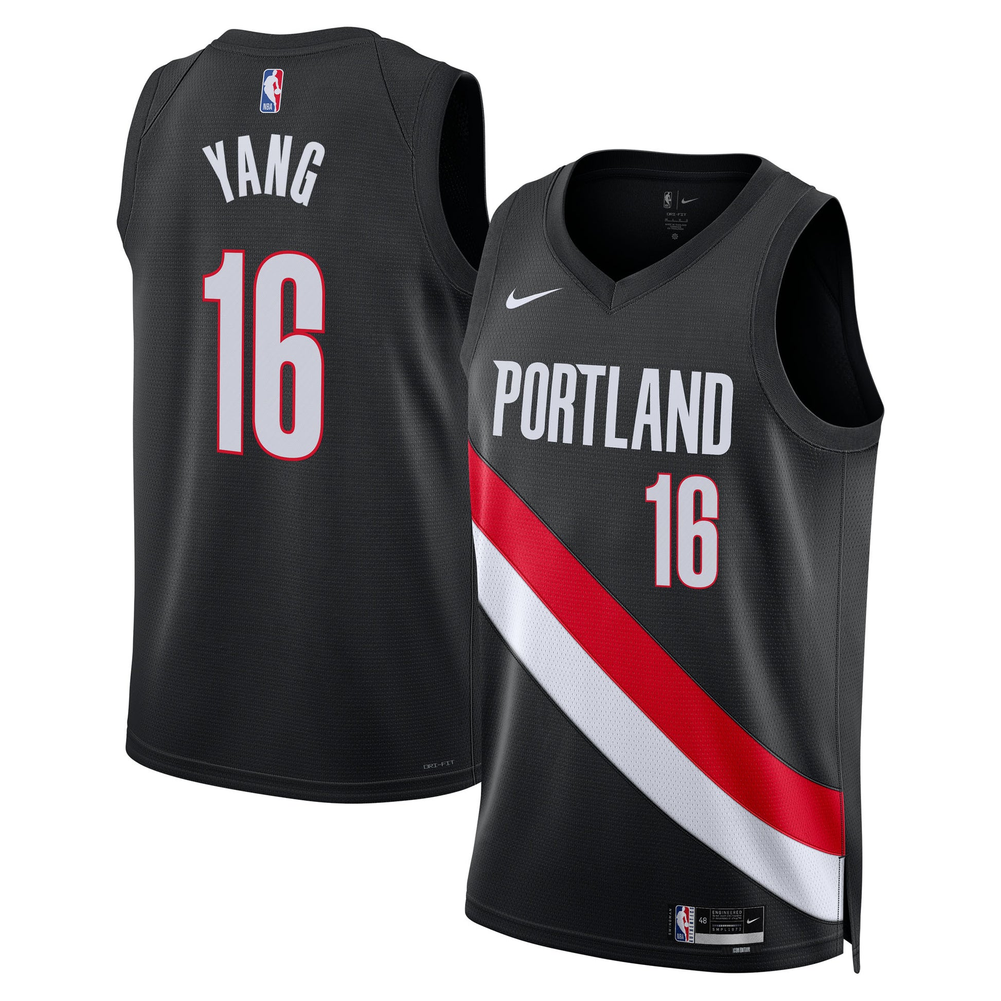Unisex Portland Trail Blazers Yang Hansen Nike Black Swingman Jersey - Icon Edition