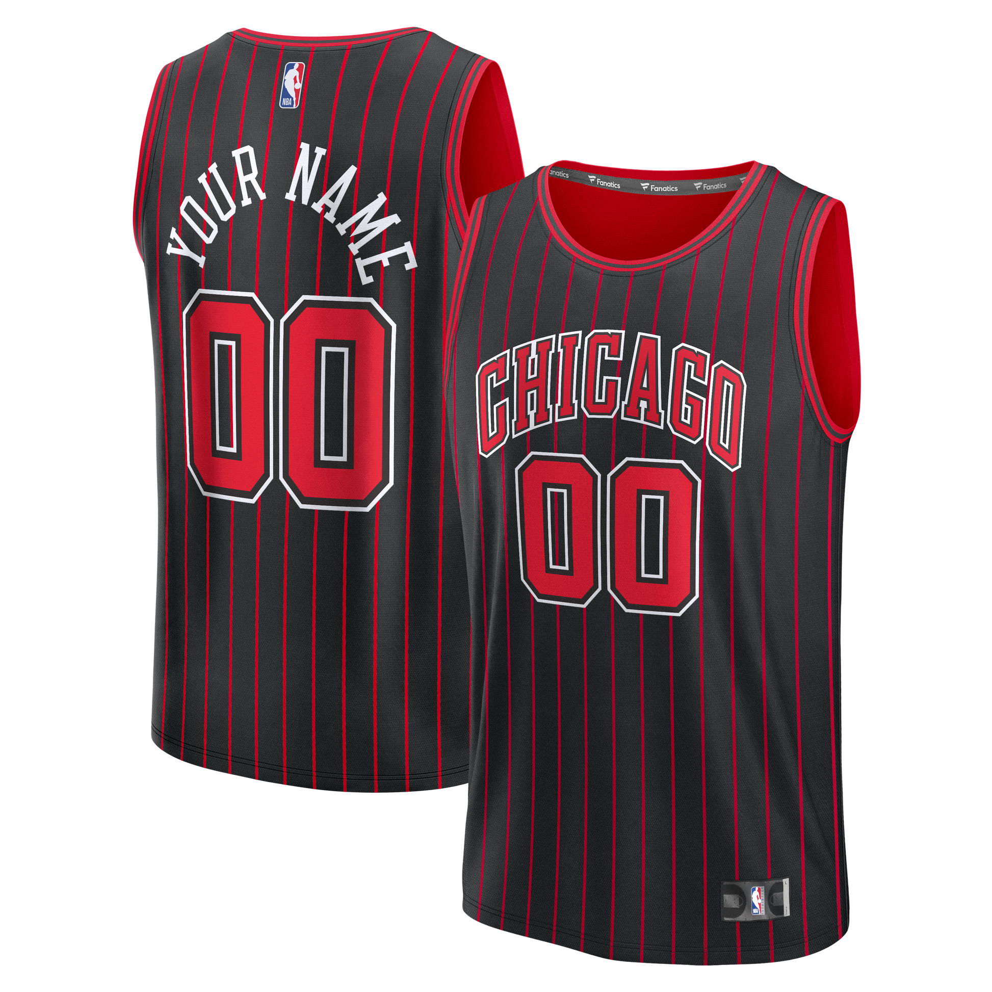 Men's Chicago Bulls  Fanatics Black Fast Break Custom Jersey - Icon Edition