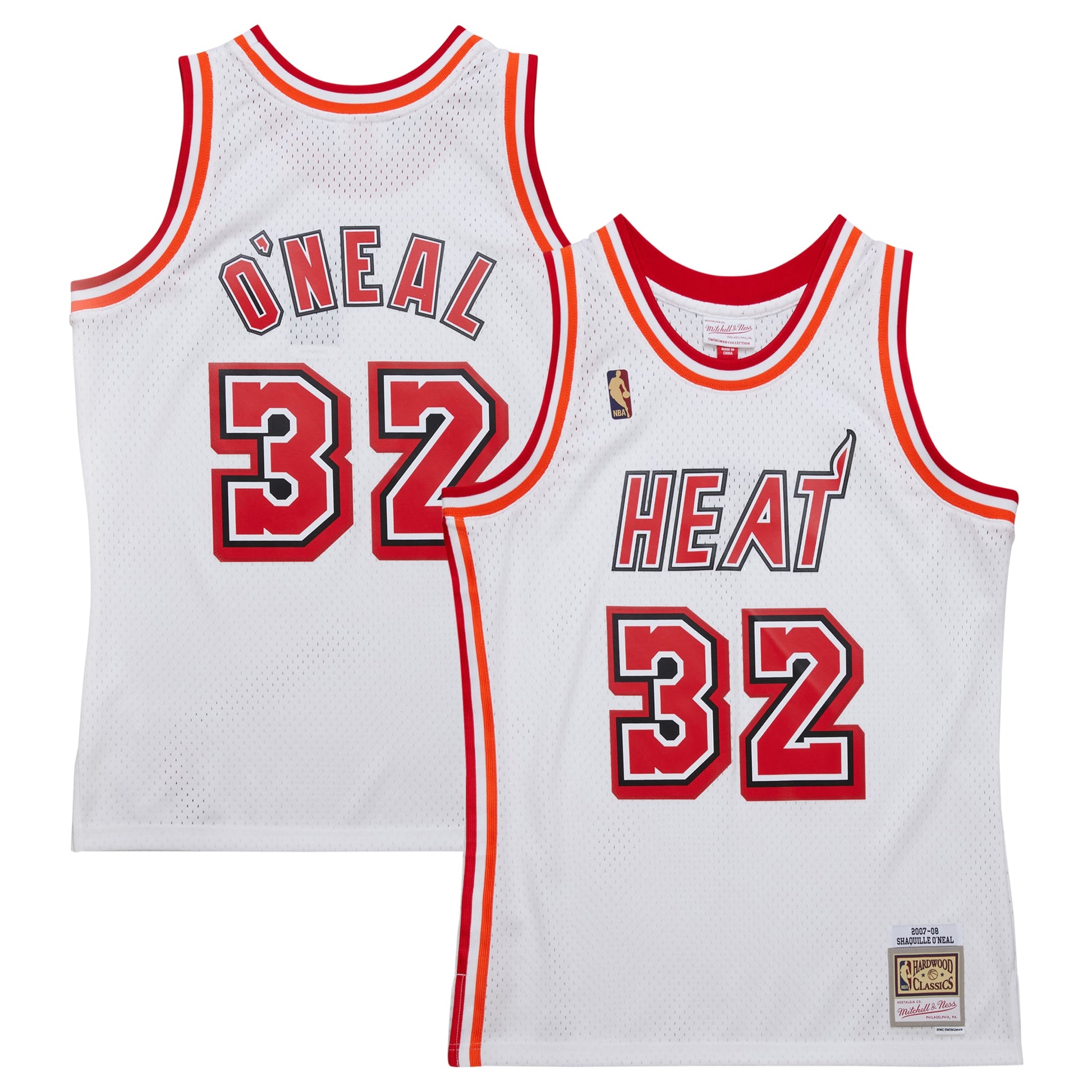 Men's Miami Heat Shaquille O'Neal Mitchell & Ness White 2007/08 Hardwood Classics Swingman Jersey