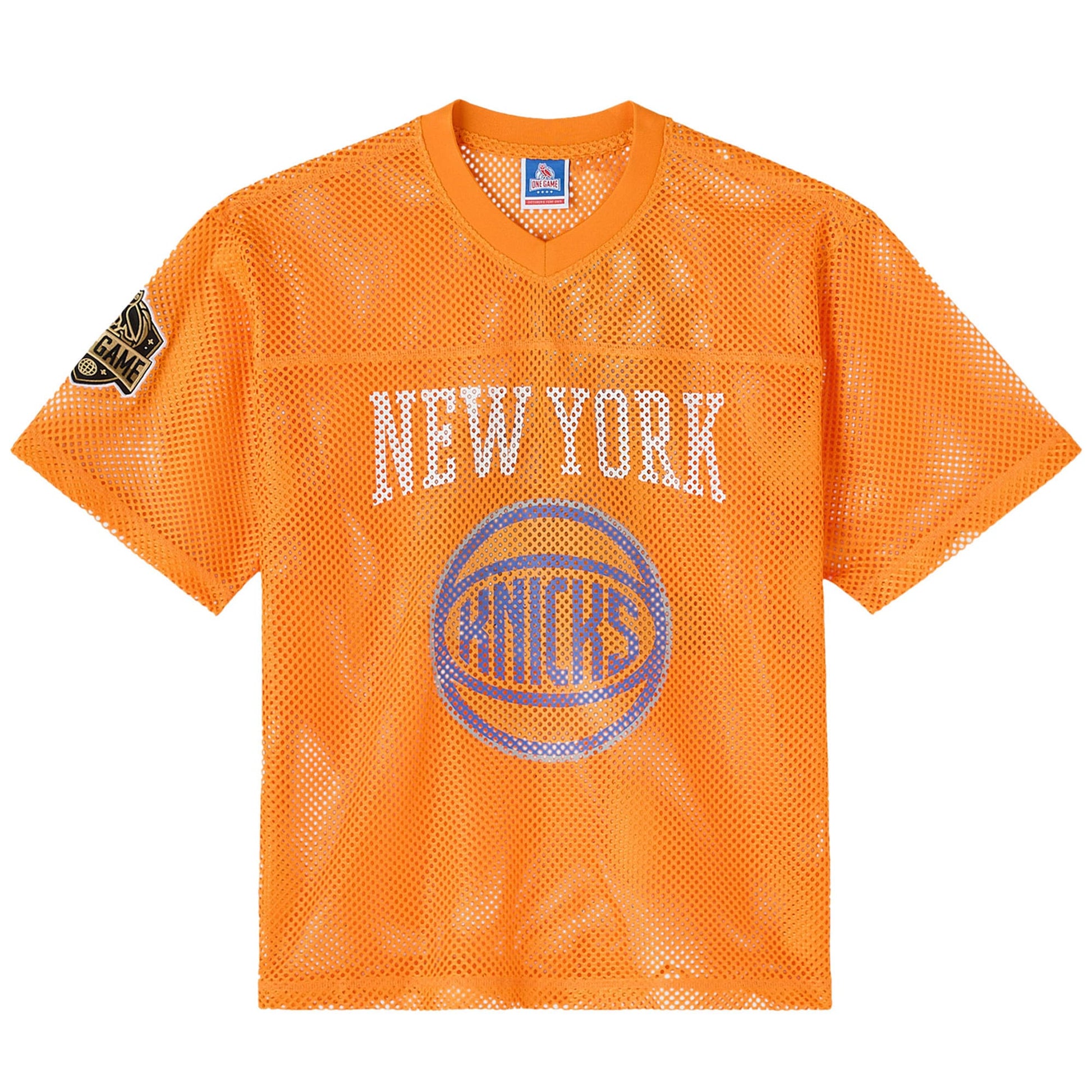 Men's New York Knicks  OVO x NBA Orange Mesh Football Fashion Jersey
