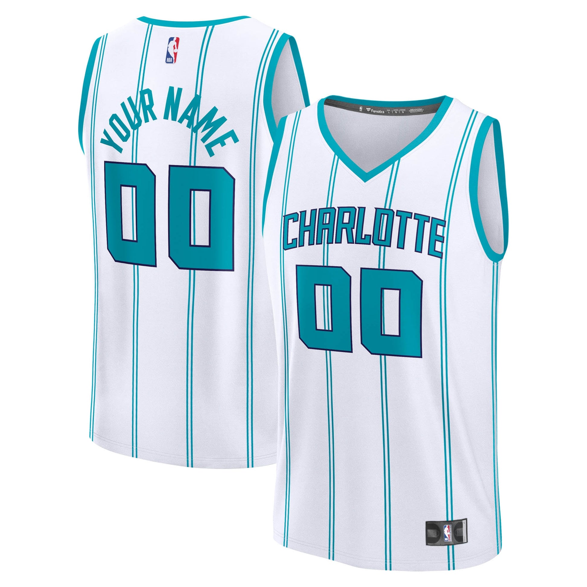 Men's Charlotte Hornets  Fanatics White Fast Break Custom Jersey - Icon Edition