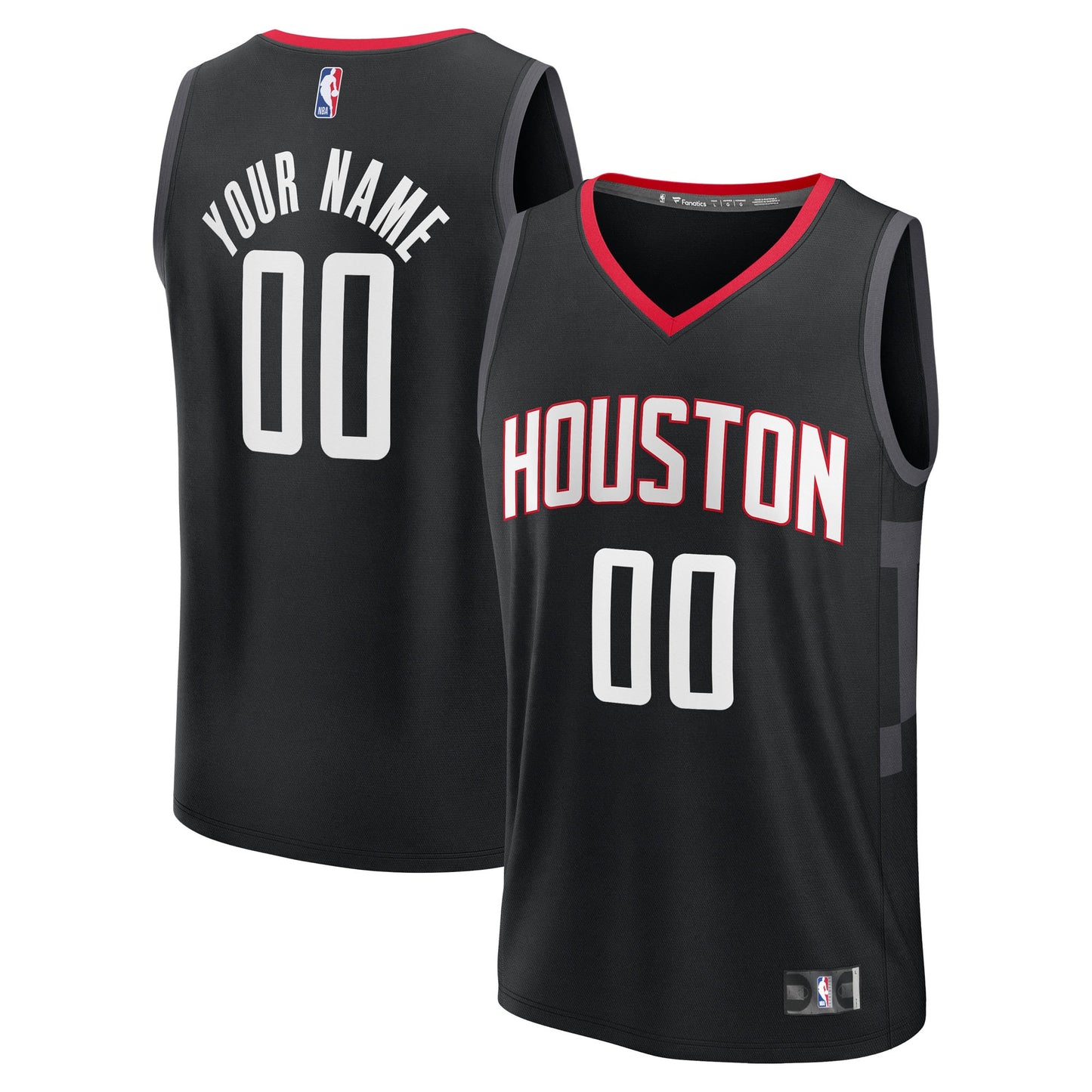 Youth Houston Rockets Fanatics Black Fast Break Custom Jersey - Statement Edition