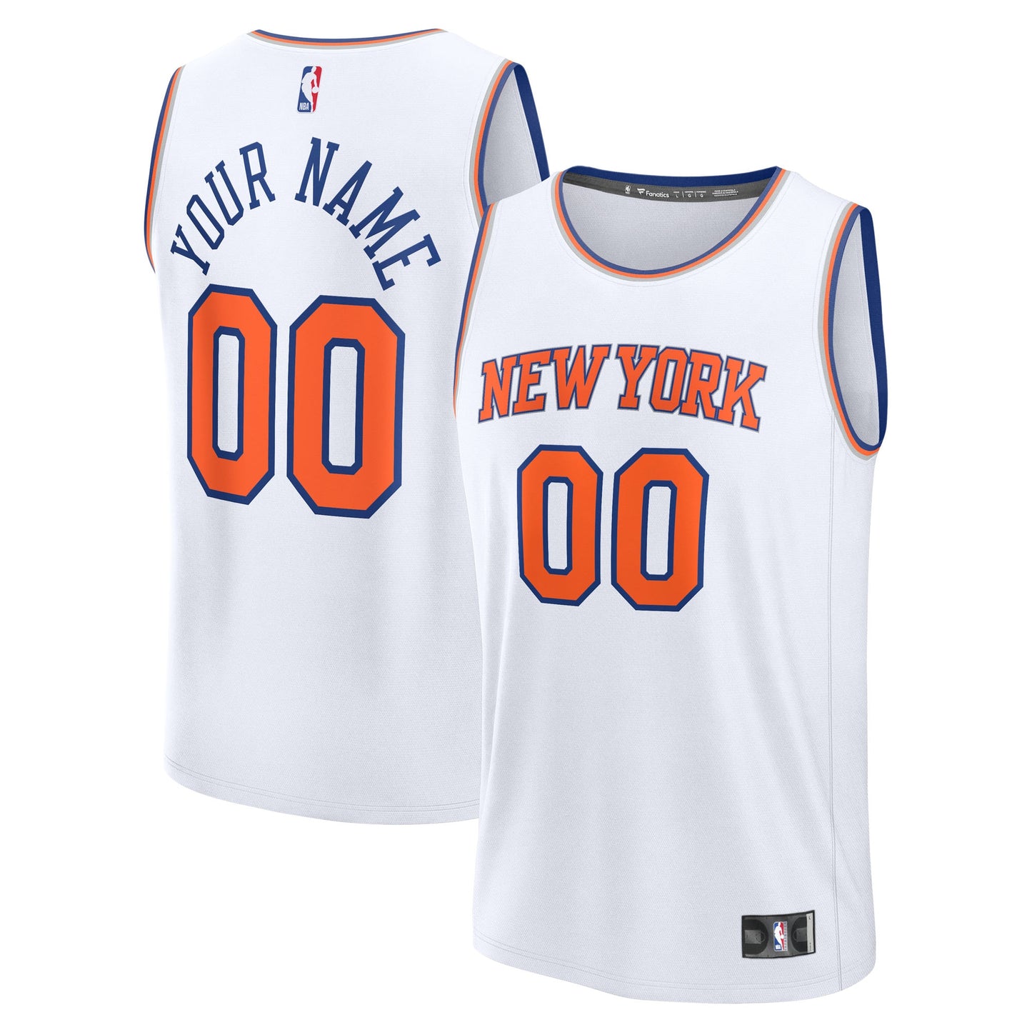 Men's New York Knicks Fanatics White Fast Break Custom Jersey - Association Edition