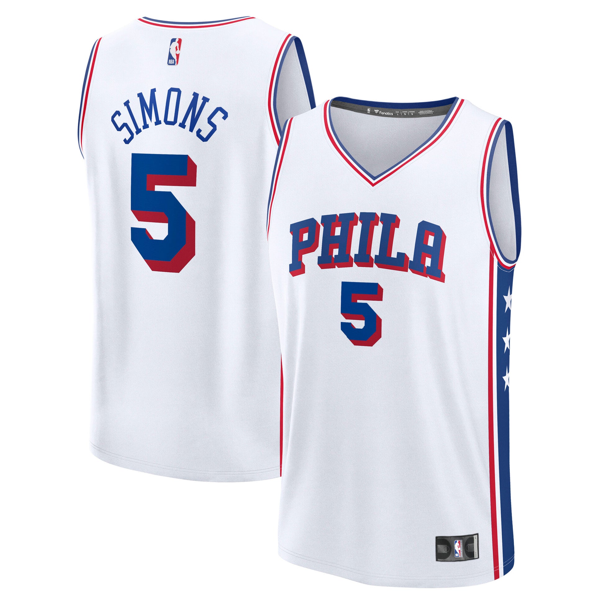 Youth Philadelphia 76ers Anfernee Simons Fanatics White Fast Break Replica Jersey - Association Edition