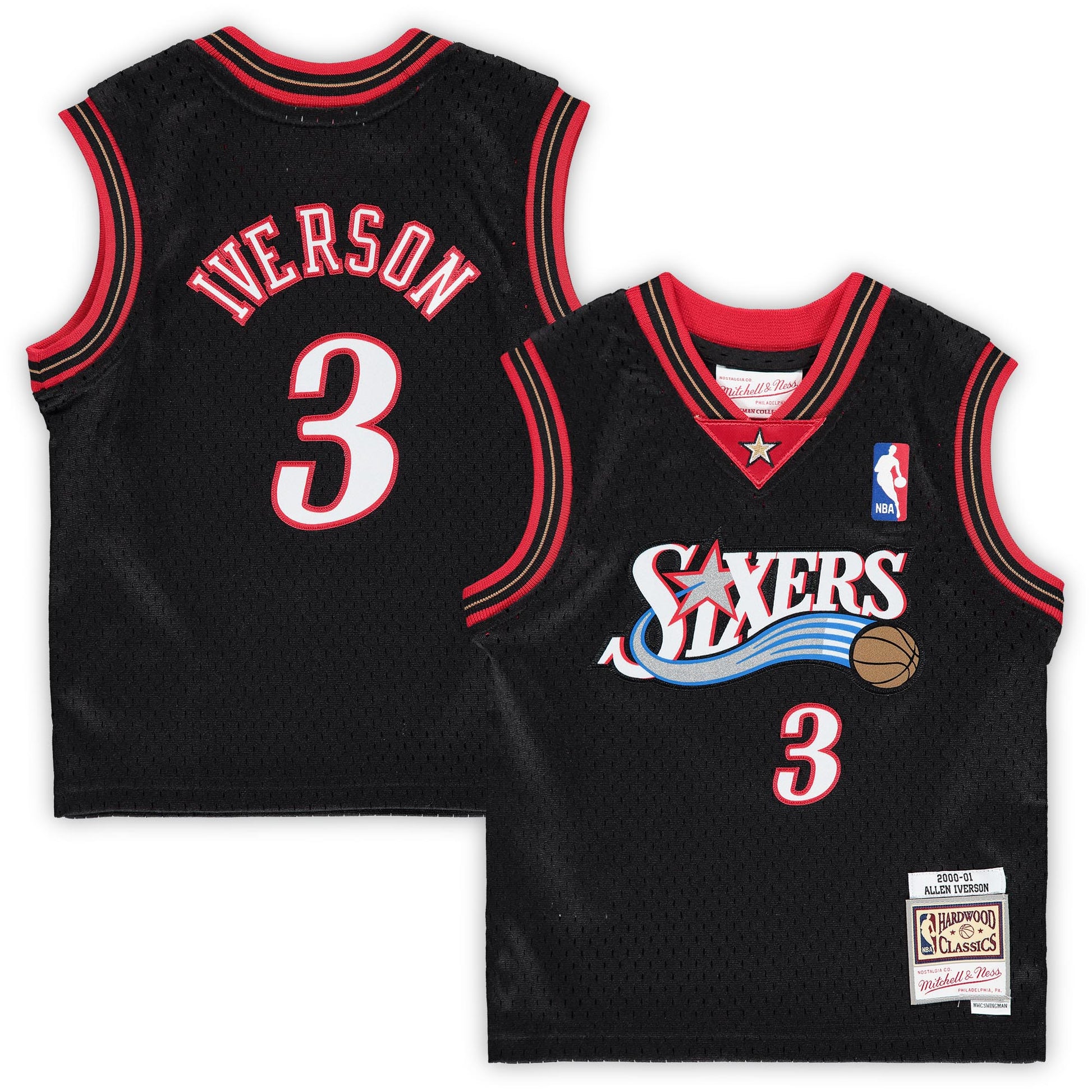 Infant Philadelphia 76ers Allen Iverson Mitchell & Ness Black 2000/01 Hardwood Classics Retired Player Jersey
