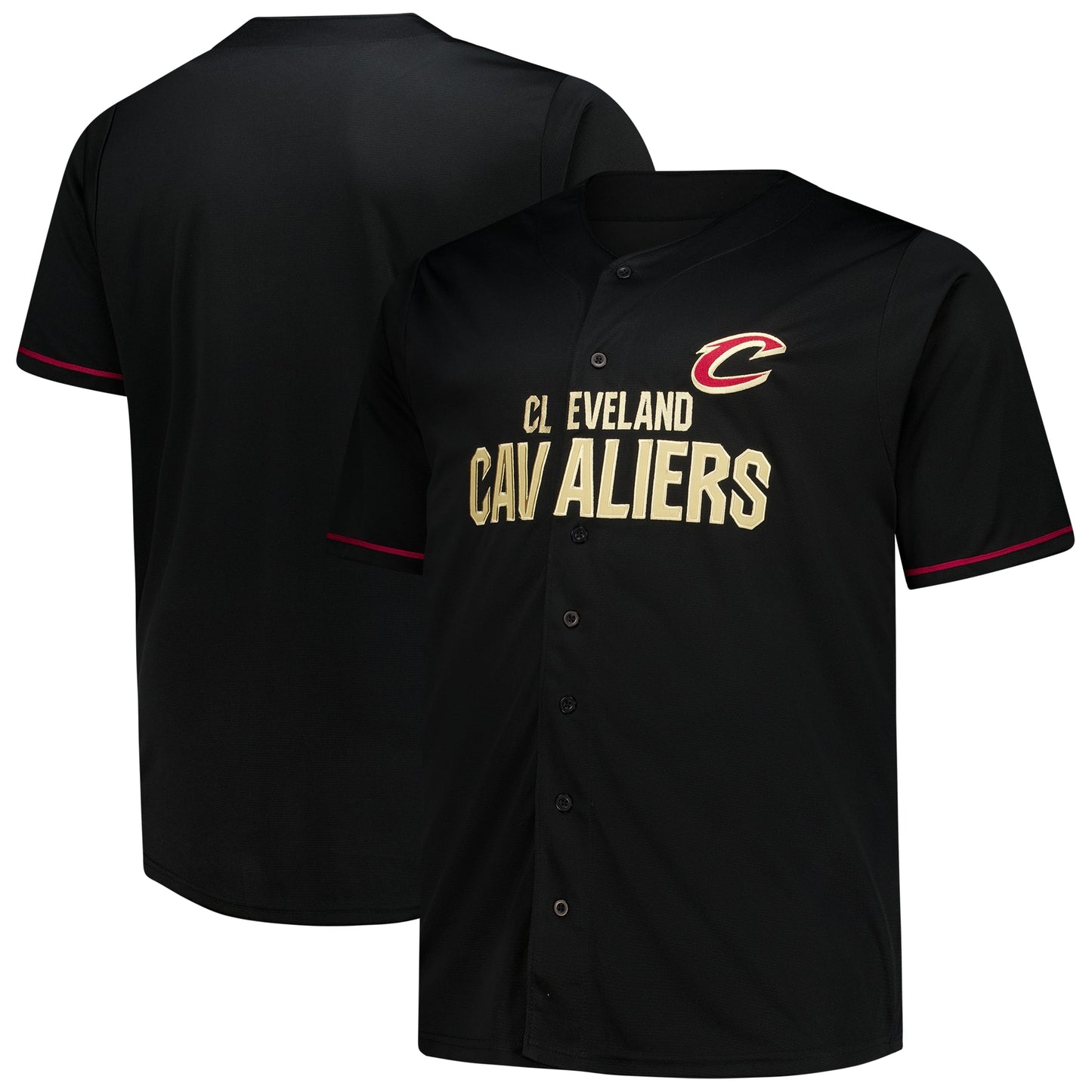 Men's Cleveland Cavaliers Fanatics Black Big & Tall Pop Full-Button Jersey