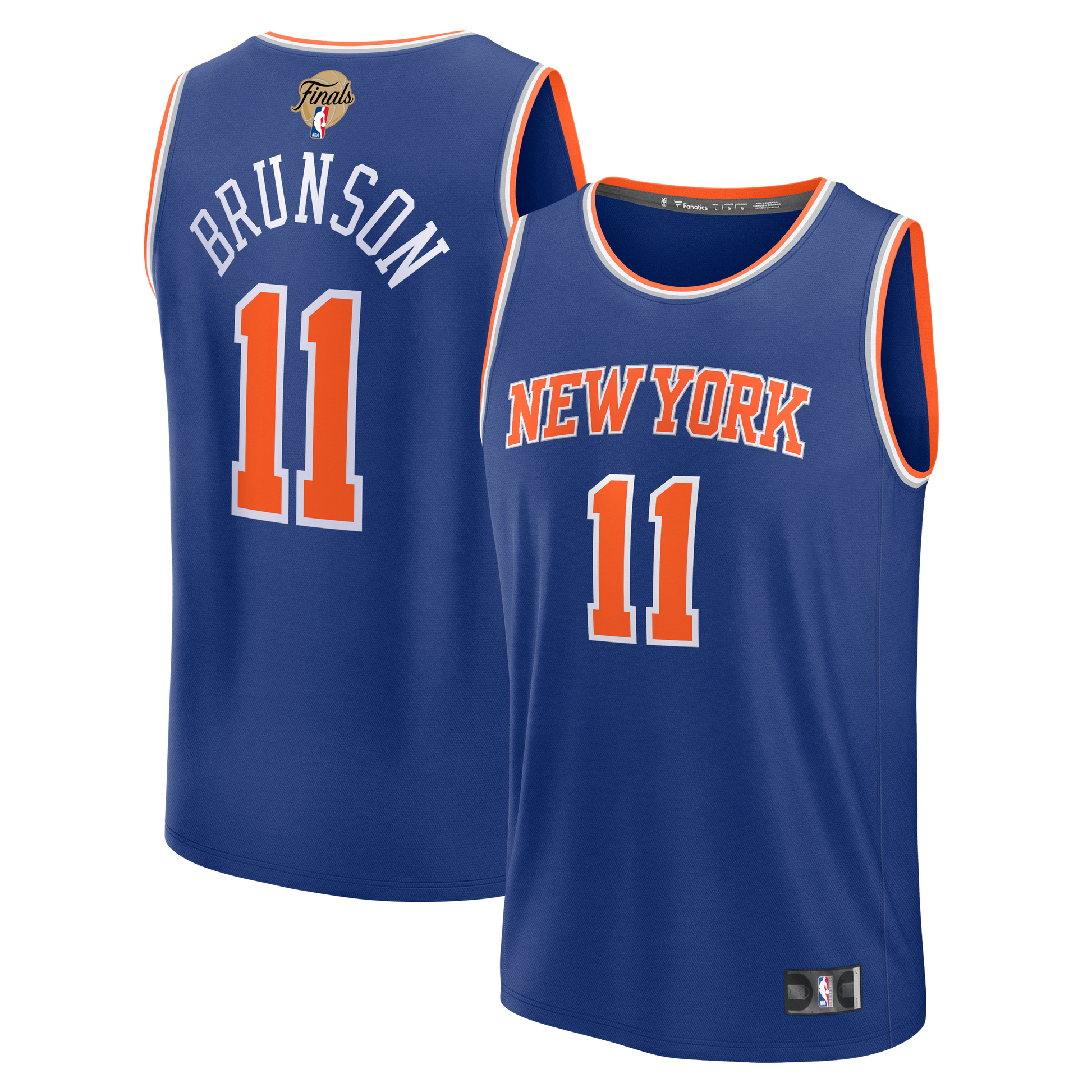 Men's New York Knicks Jalen Brunson Fanatics Blue 2026 NBA Finals Patch Fast Break Replica Jersey - Icon Edition