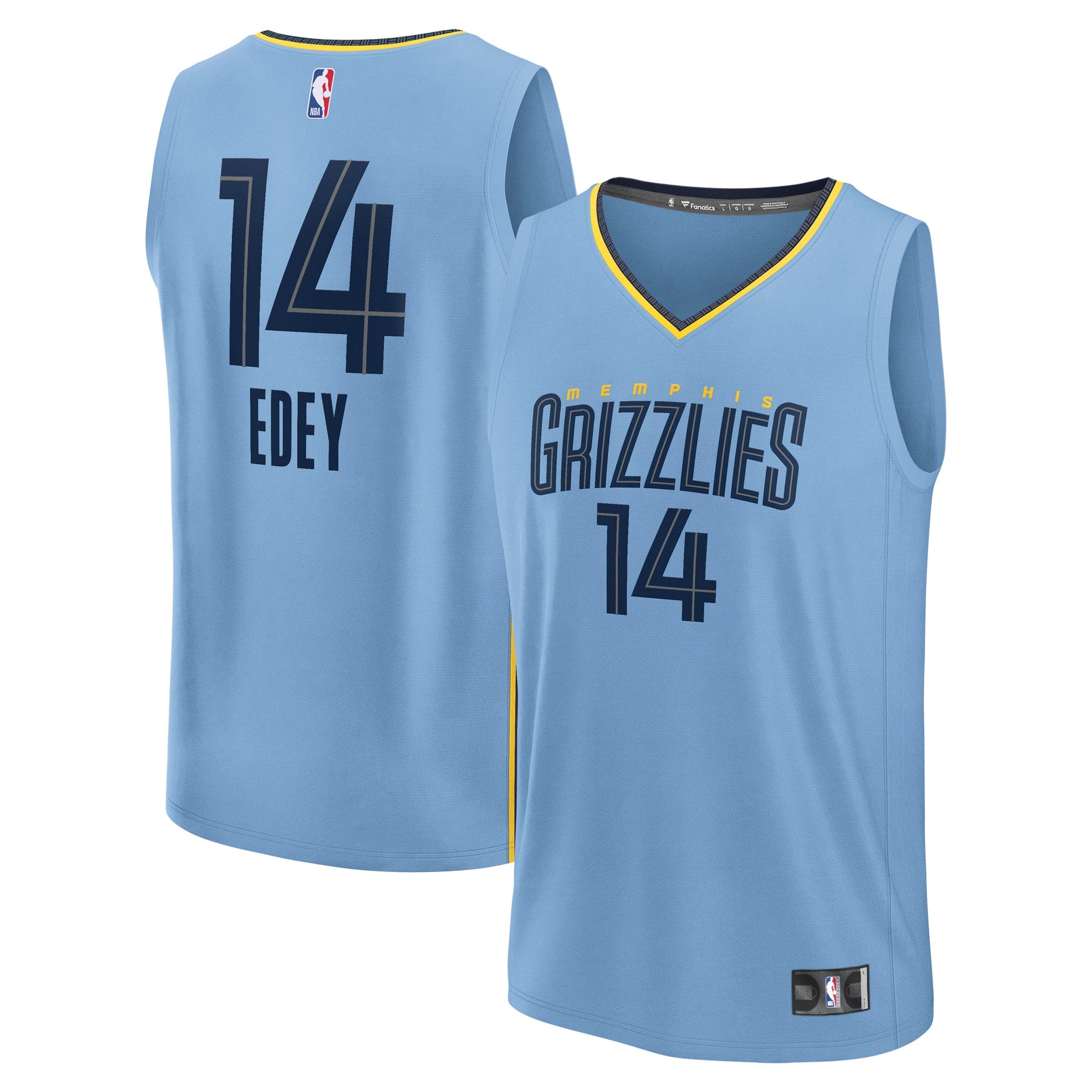 Men's Memphis Grizzlies Zach Edey Fanatics Light Blue Fast Break Replica Player Jersey - Statement Edition
