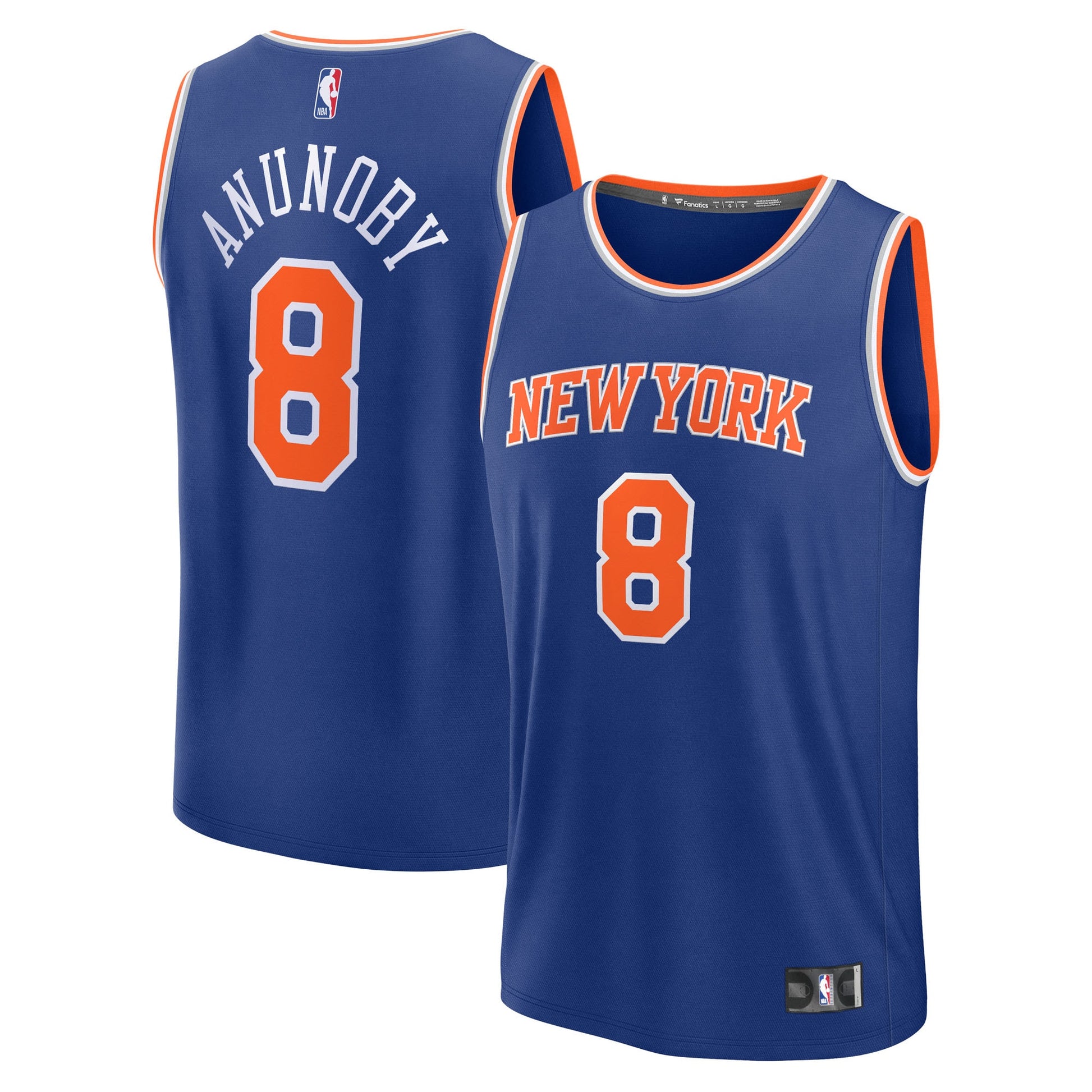 Youth New York Knicks OG Anunoby Fanatics Blue Fast Break Replica Player Jersey - Icon Edition