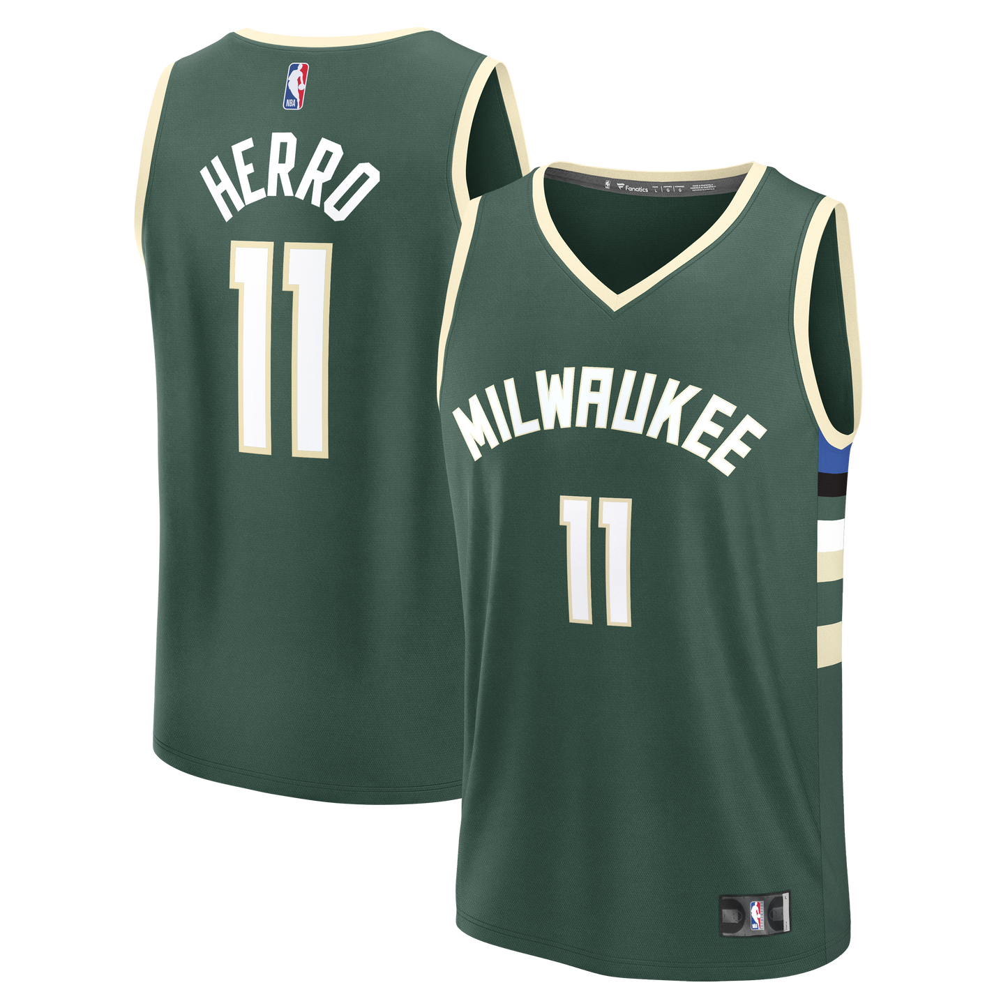 Men's Milwaukee Bucks Tyler Herro Fanatics Hunter Green Fast Break Replica Jersey - Icon Edition