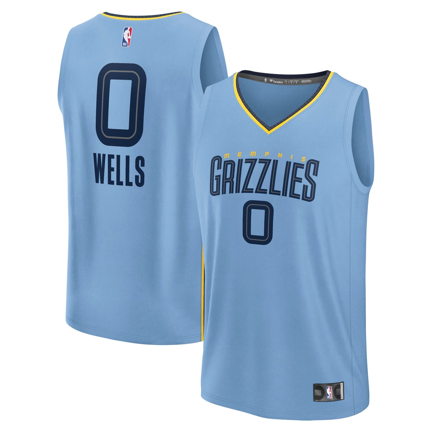 Men's Memphis Grizzlies Jaylen Wells Fanatics Light Blue Fast Break Replica Player Jersey - Statement Edition