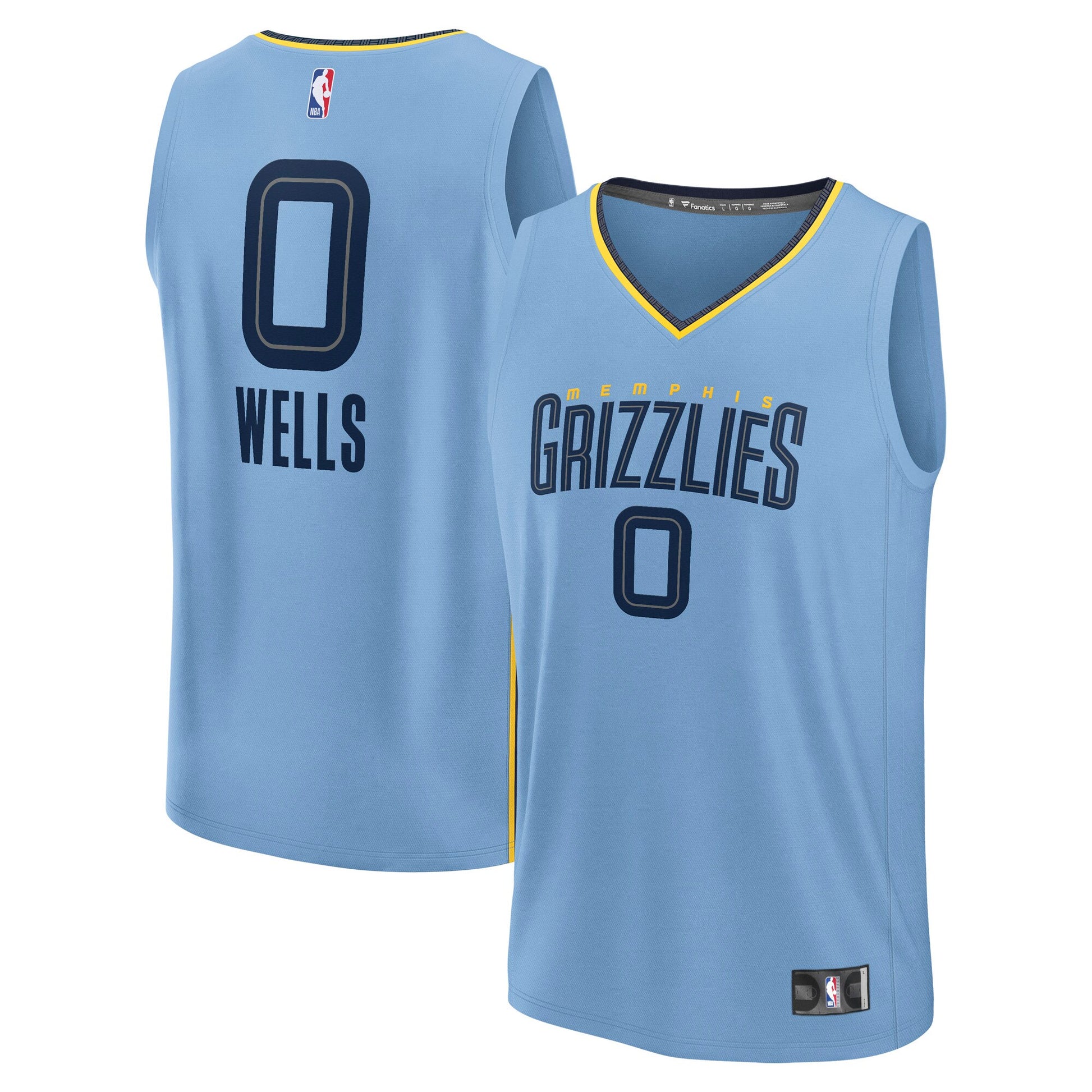 Men's Memphis Grizzlies Jaylen Wells Fanatics Light Blue Fast Break Replica Player Jersey - Statement Edition
