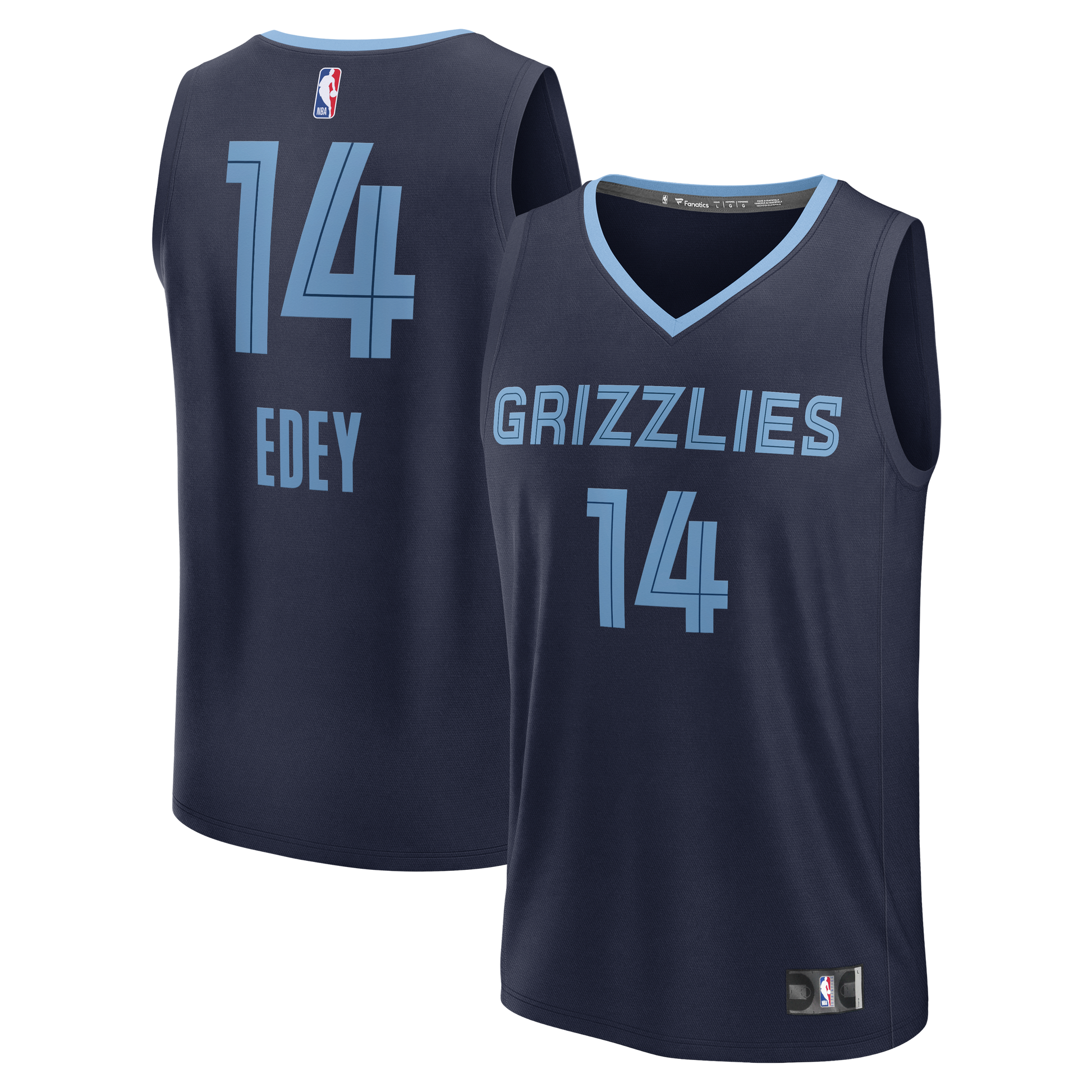 Men's Memphis Grizzlies Zach Edey Fanatics Navy Fast Break Replica Jersey - Icon Edition
