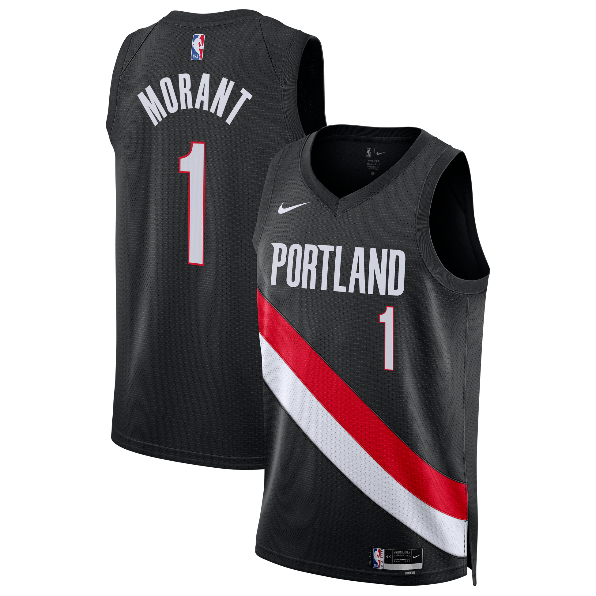 Unisex Portland Trail Blazers Ja Morant Nike Black Swingman Jersey - Icon Edition