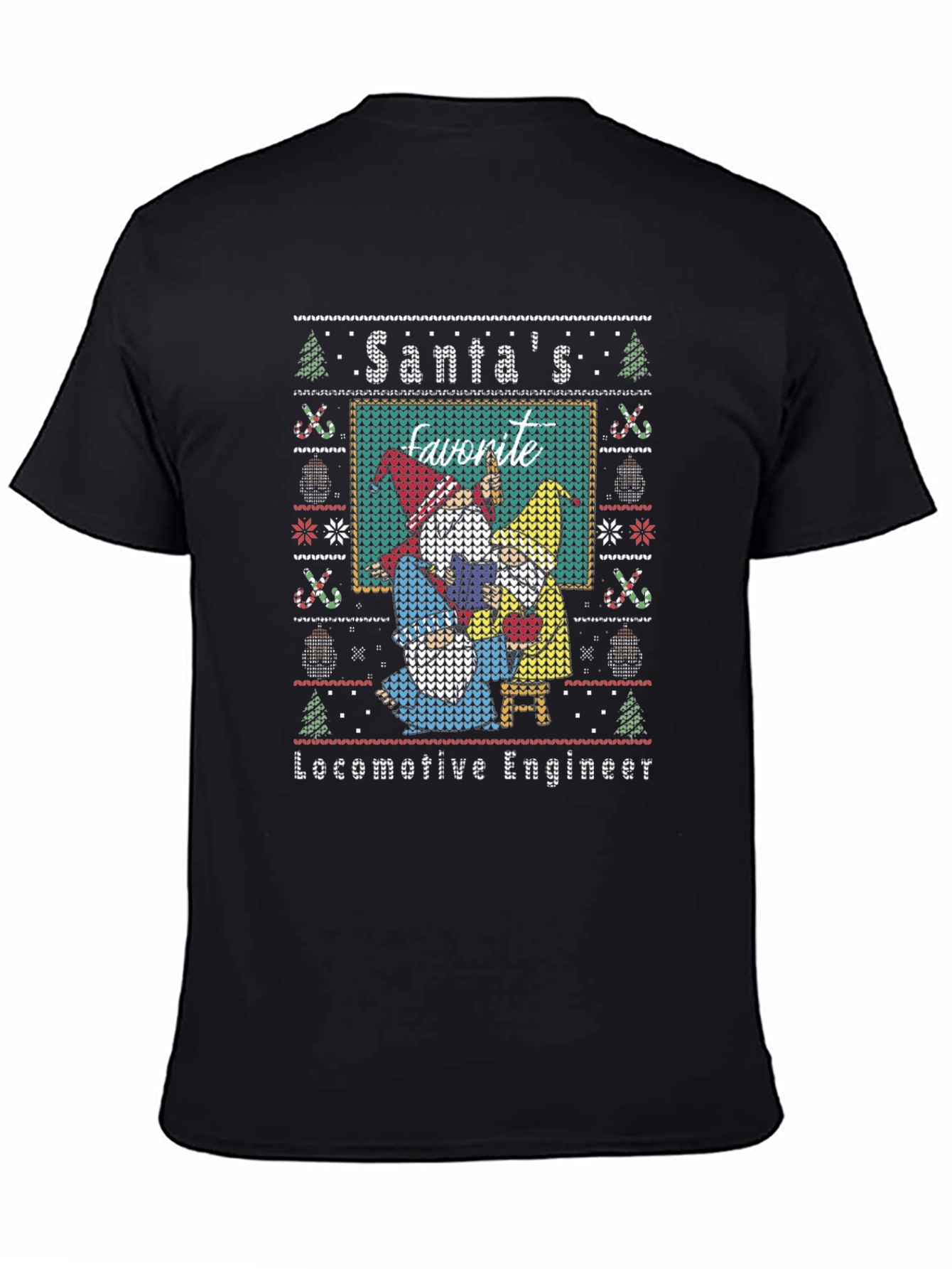 Santas Favorite Locomotive Engineer Ugly Christmas Sweater Tee