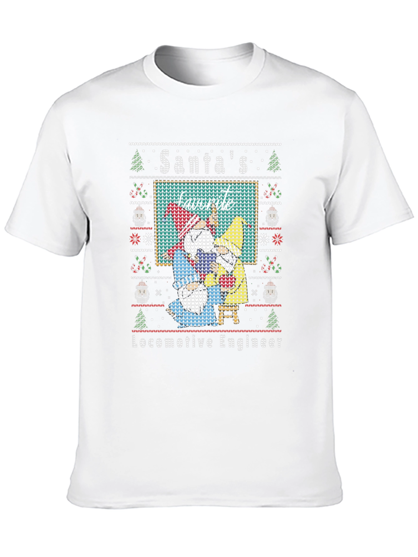 Santas Favorite Locomotive Engineer Ugly Christmas Sweater Tee