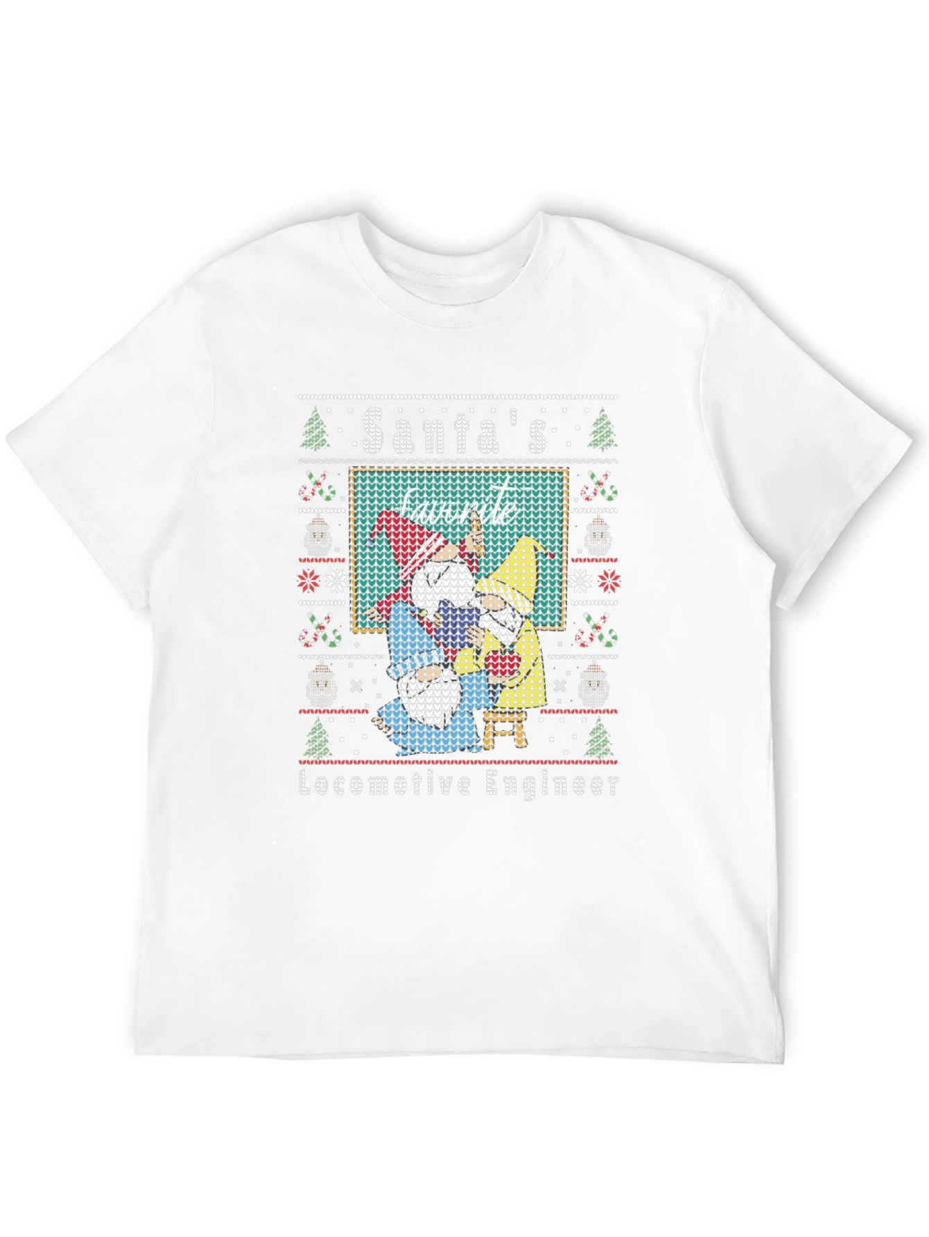 Santas Favorite Locomotive Engineer Ugly Christmas Sweater Tee