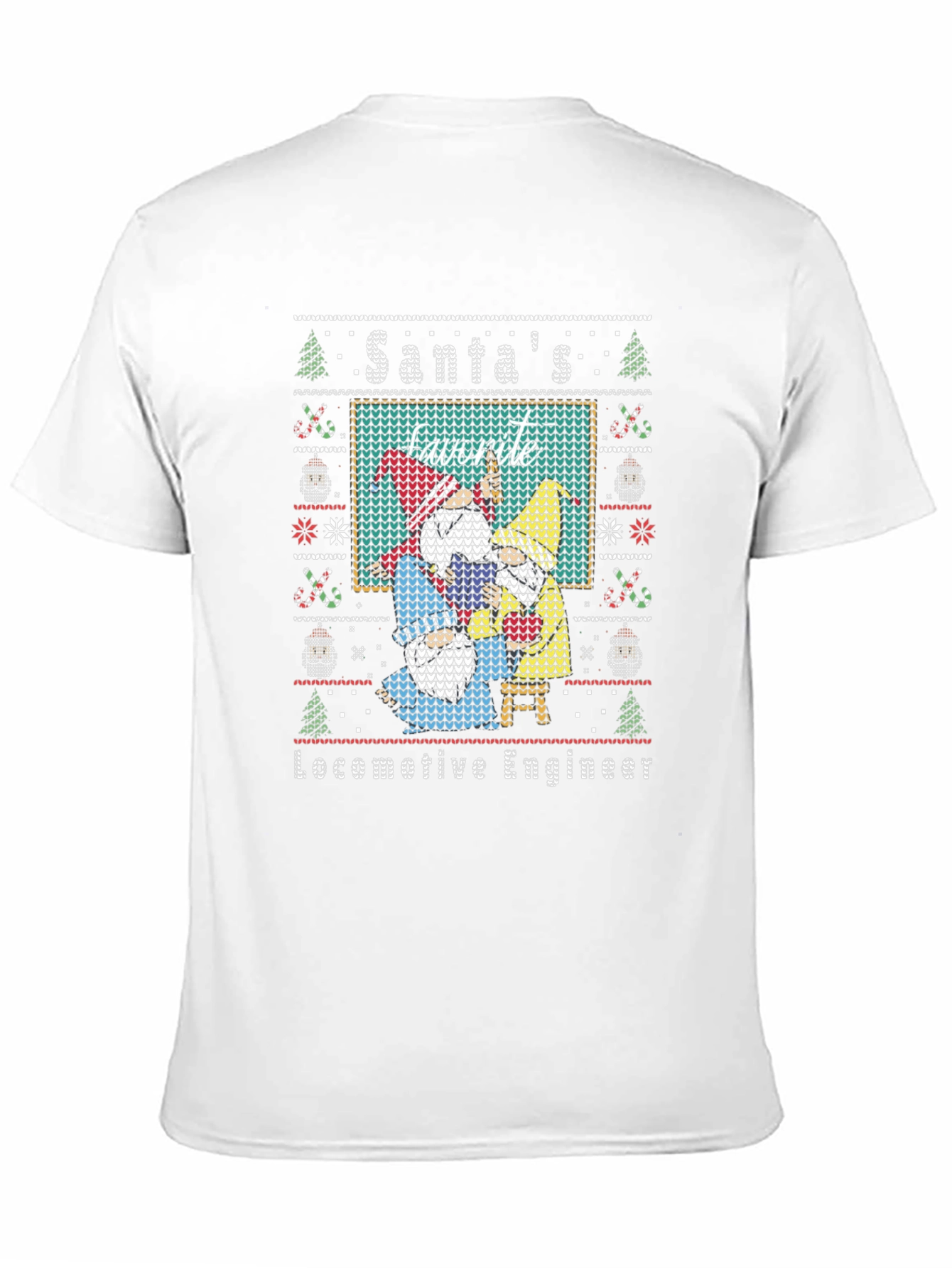 Santas Favorite Locomotive Engineer Ugly Christmas Sweater Tee