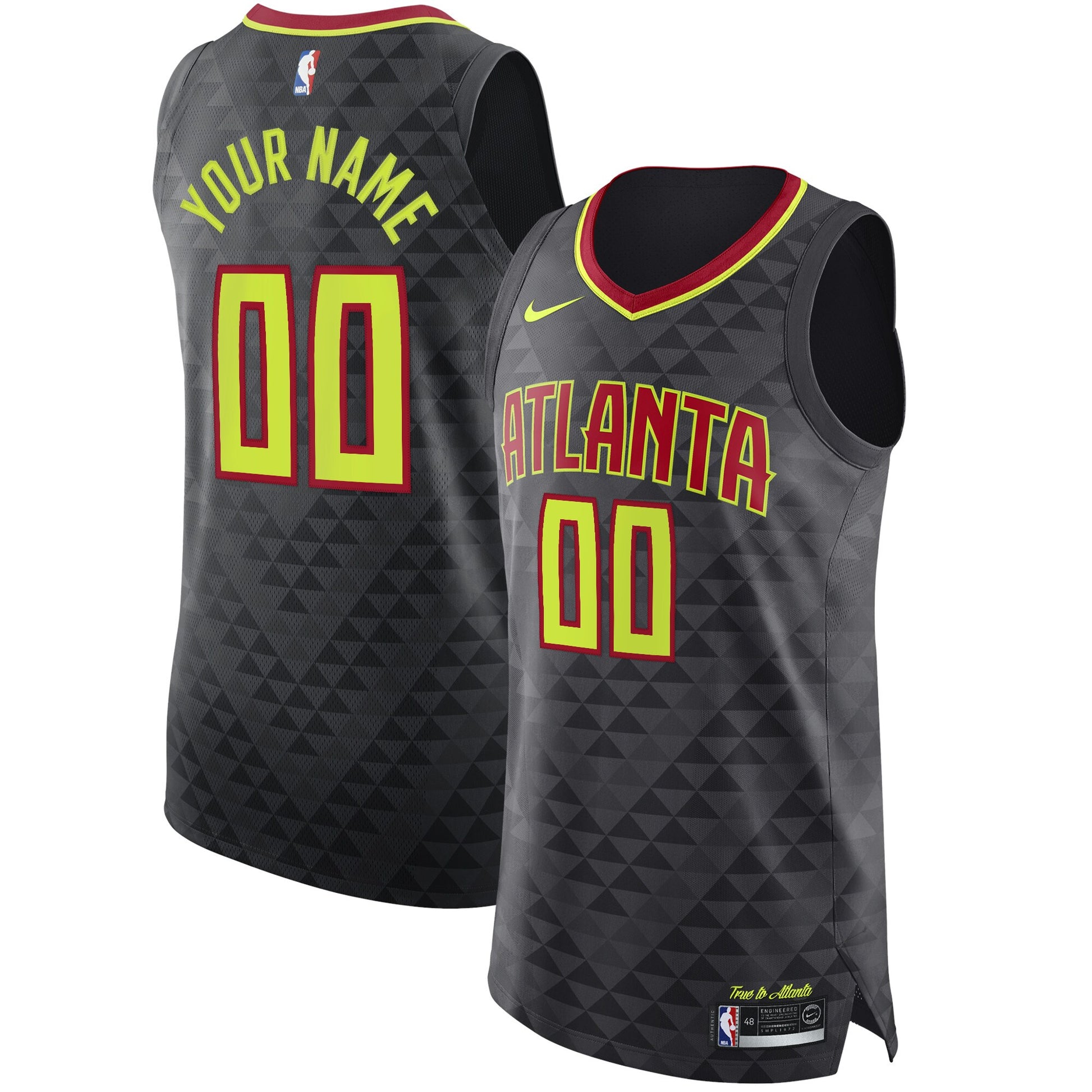 Men's Atlanta Hawks Nike Black Authentic Custom Jersey - Icon Edition