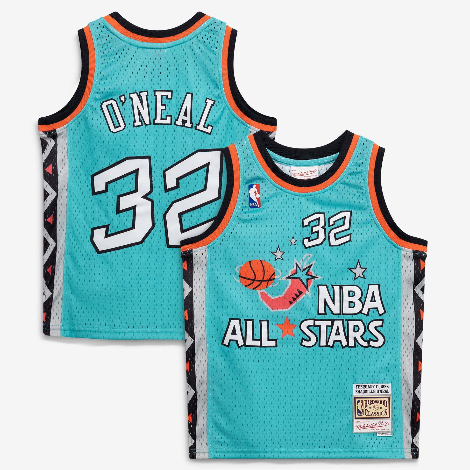 Youth 1996 NBA All-Star Game Shaquille O'Neal Mitchell & Ness Teal Hardwood Classics Swingman Jersey