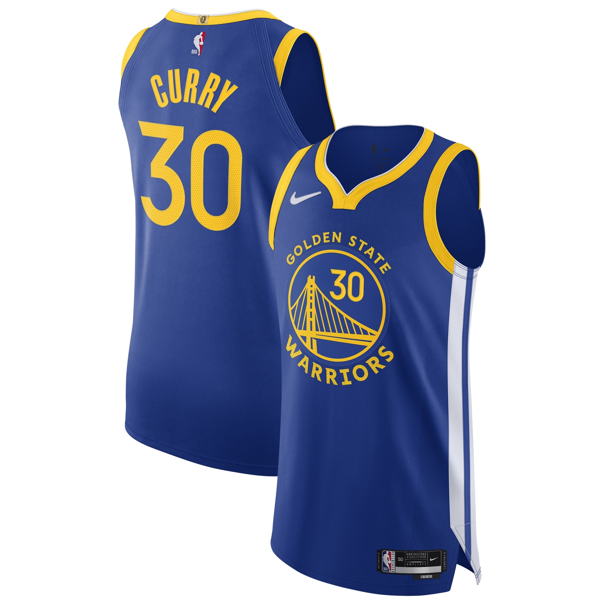 Men's Golden State Warriors Stephen Curry Nike Royal Authentic Jersey - Icon Edition