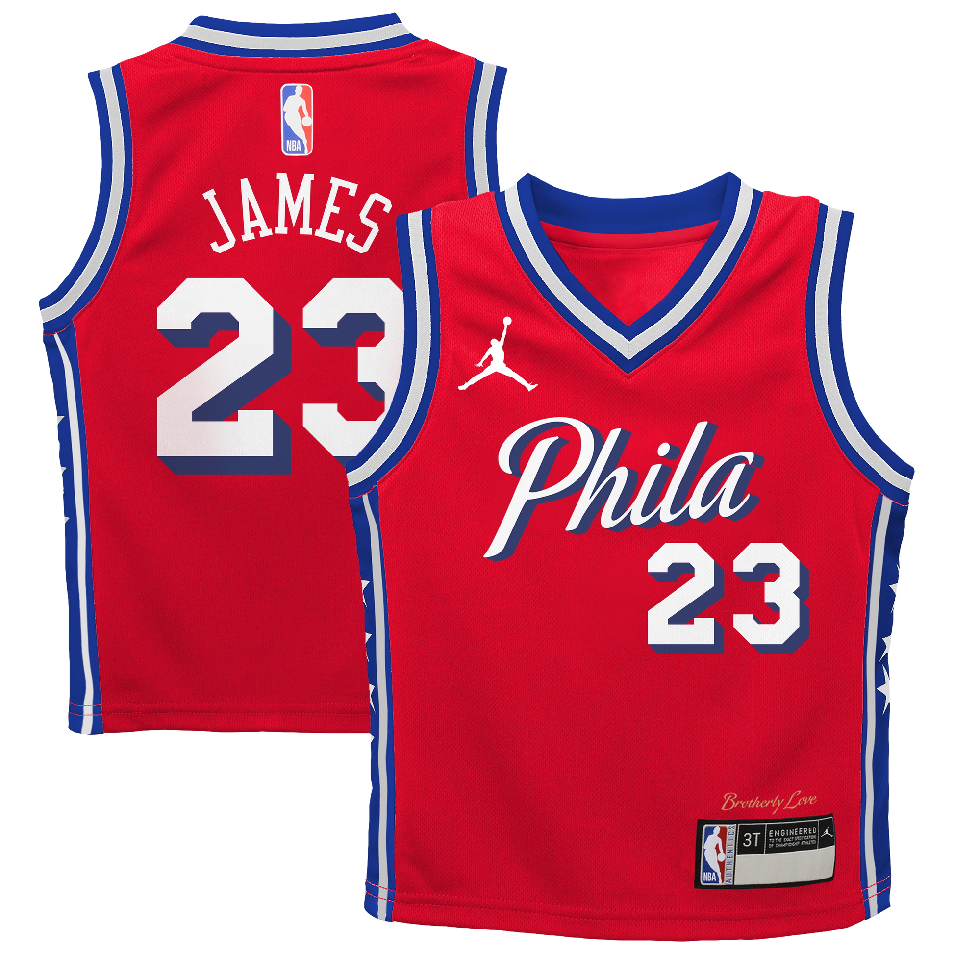 Toddler Philadelphia 76ers LeBron James Jordan Brand Red Swingman Jersey - Statement Edition