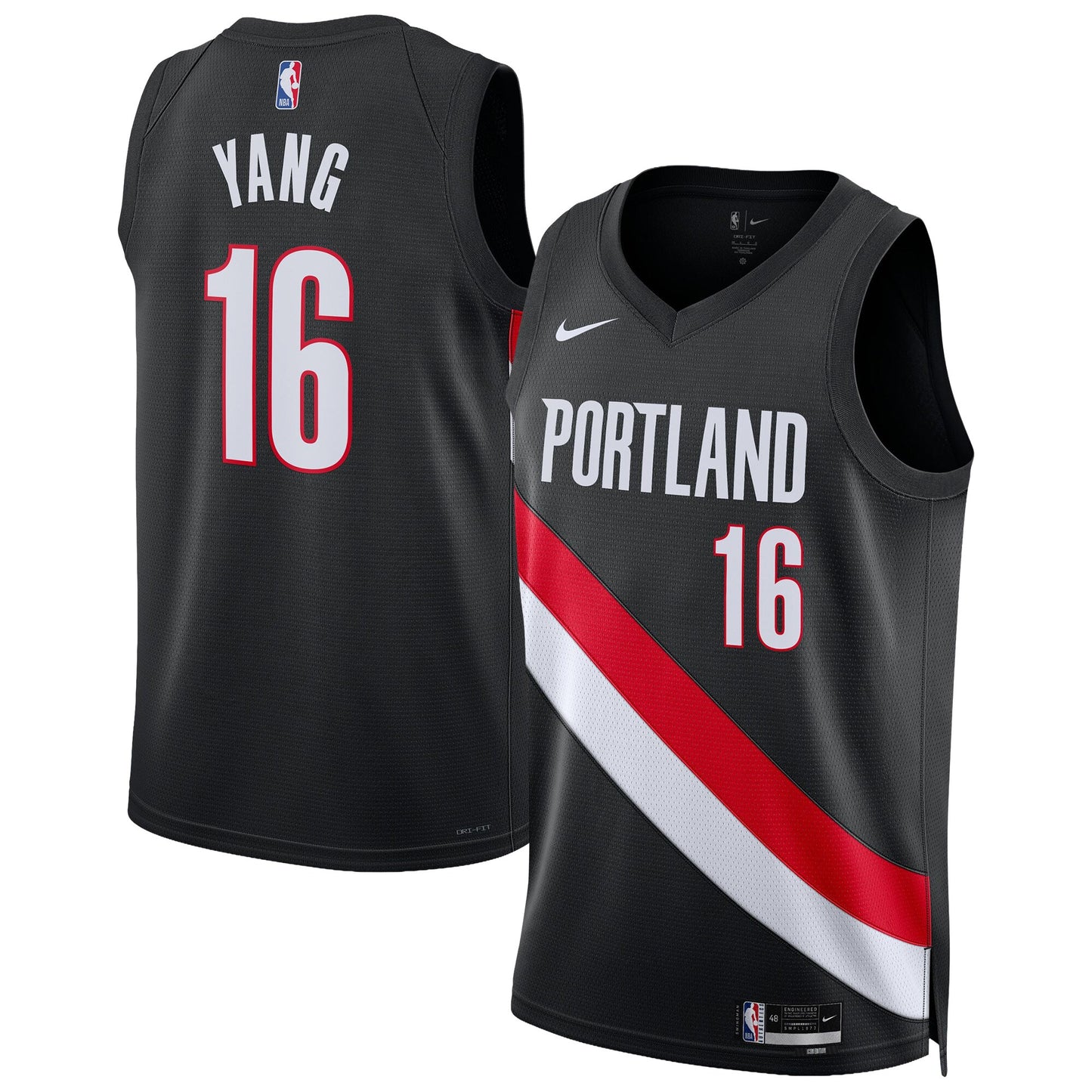 Unisex Portland Trail Blazers Yang Hansen Nike Black Swingman Jersey - Icon Edition