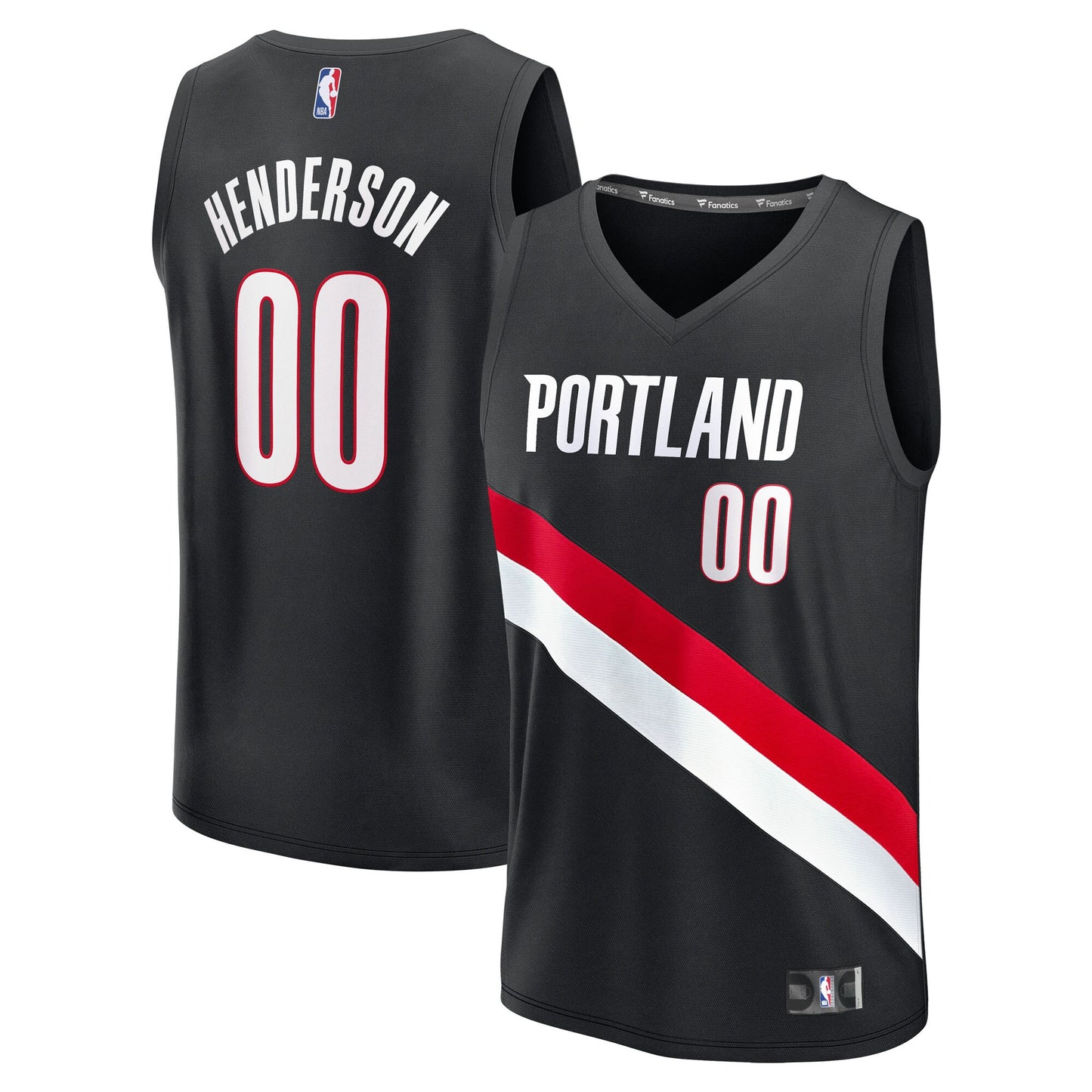 Men's Portland Trail Blazers Scoot Henderson Fanatics Black Fast Break Replica Jersey - Icon Edition