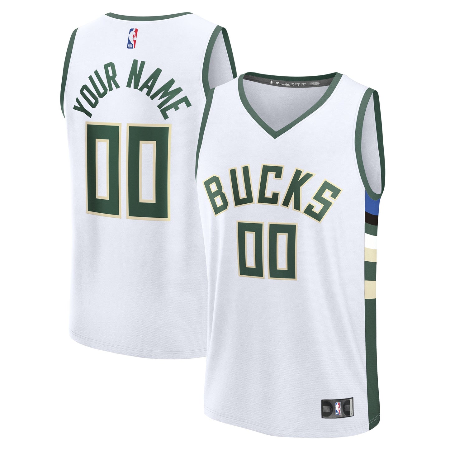 Youth Milwaukee Bucks Fanatics White Fast Break Custom Replica Jersey - Association Edition