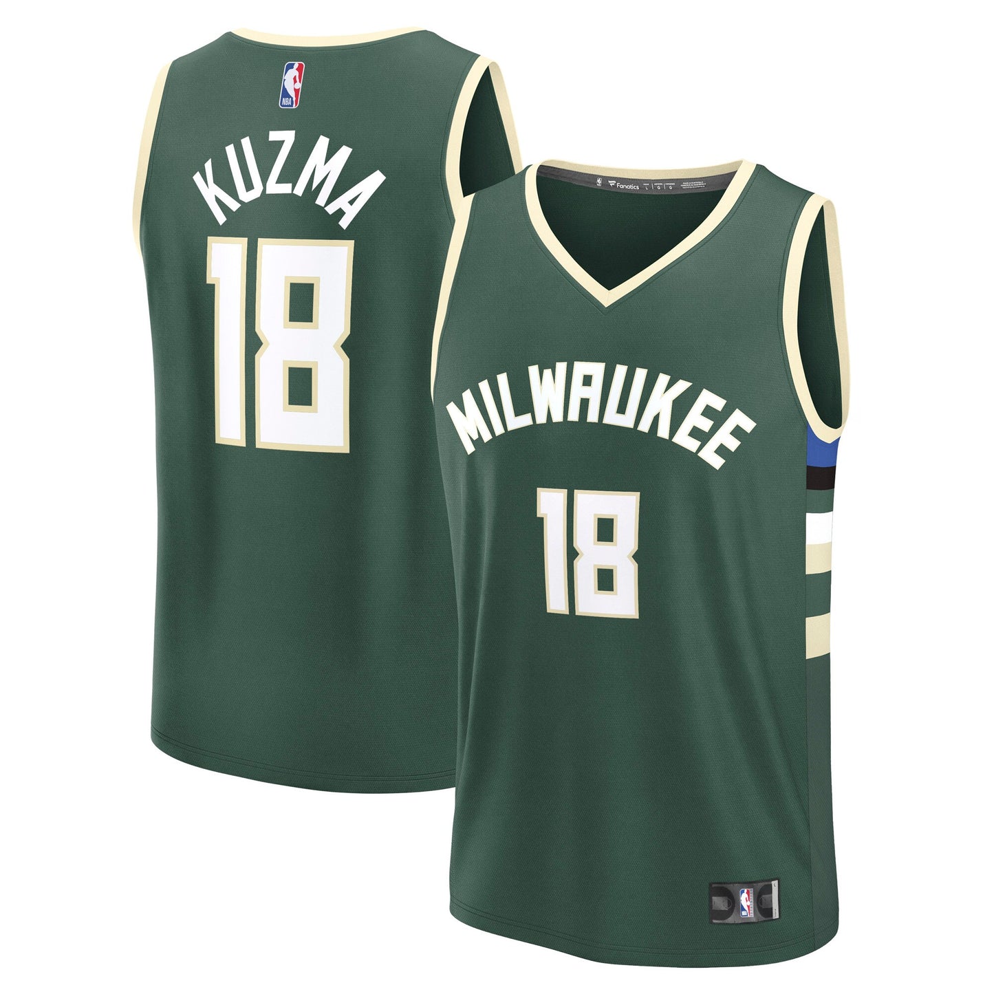 Men's Milwaukee Bucks Kyle Kuzma Fanatics Hunter Green Fast Break Replica Player Jersey - Icon Edition