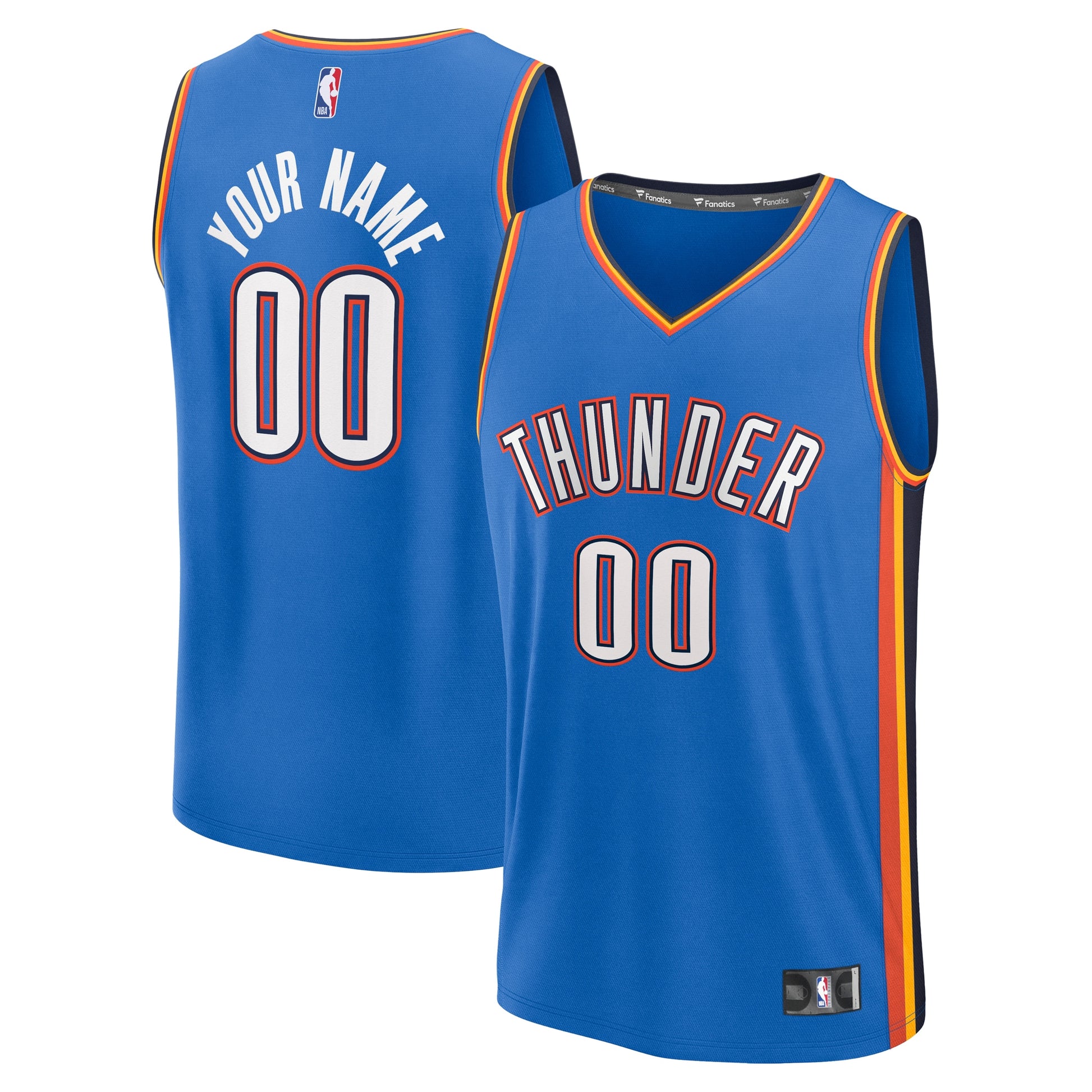 Men's Oklahoma City Thunder Fanatics Blue Fast Break Custom Jersey - Icon Edition