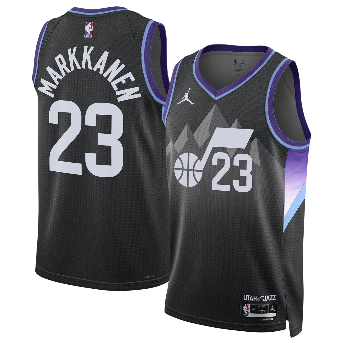 Unisex Utah Jazz Lauri Markkanen Jordan Brand Black 2024/25 Swingman Jersey - Statement Edition