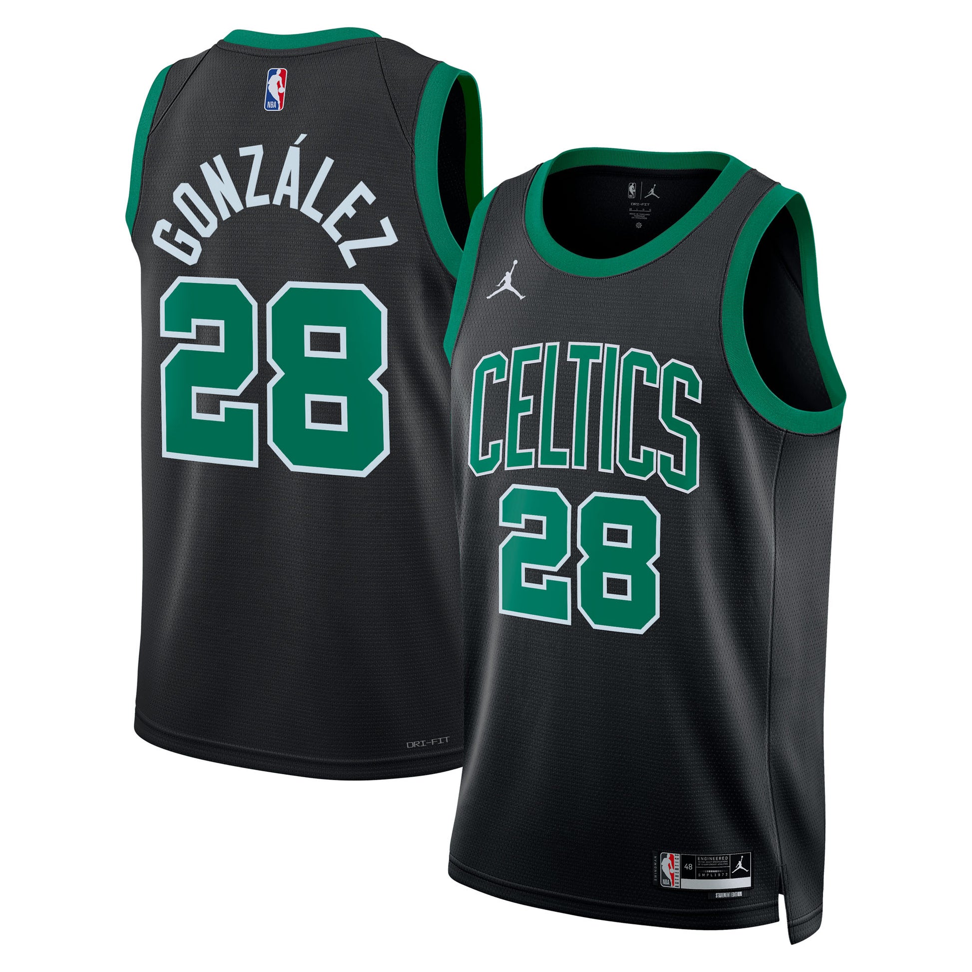 Unisex Boston Celtics Hugo González Jordan Brand Black Swingman Jersey - Statement Edition
