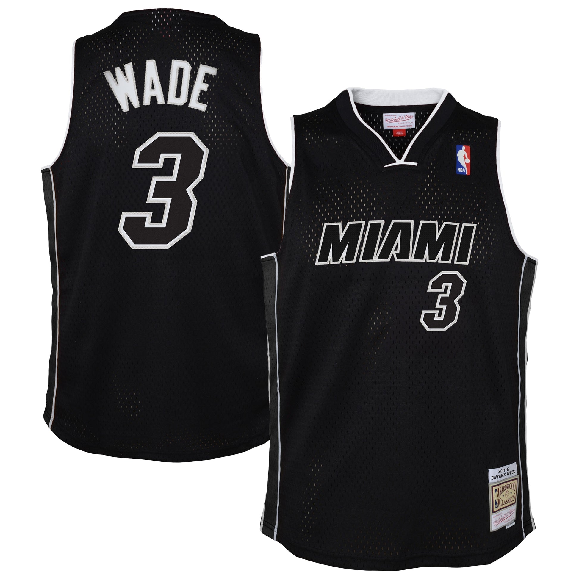 Youth Miami Heat Dwyane Wade Mitchell & Ness Black 2011/12 Hardwood Classics Swingman Alternate Jersey