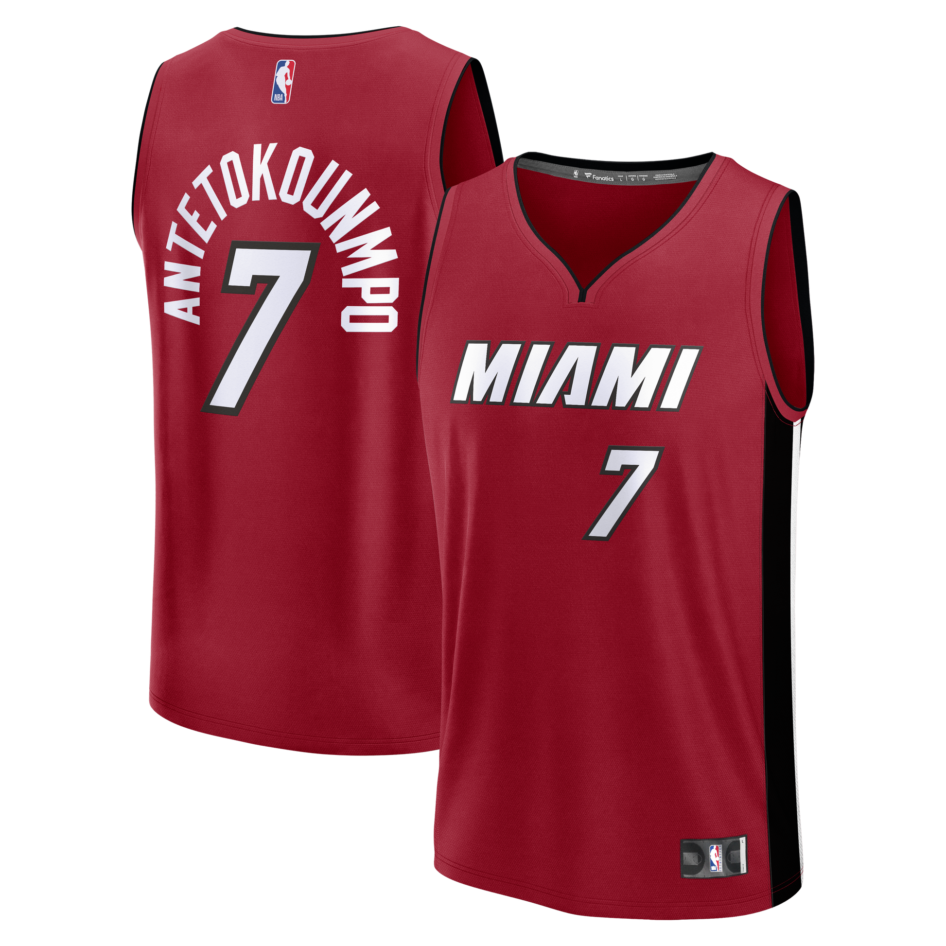 Youth Miami Heat Giannis Antetokounmpo Fanatics Red Fast Break Replica Jersey - Statement Edition