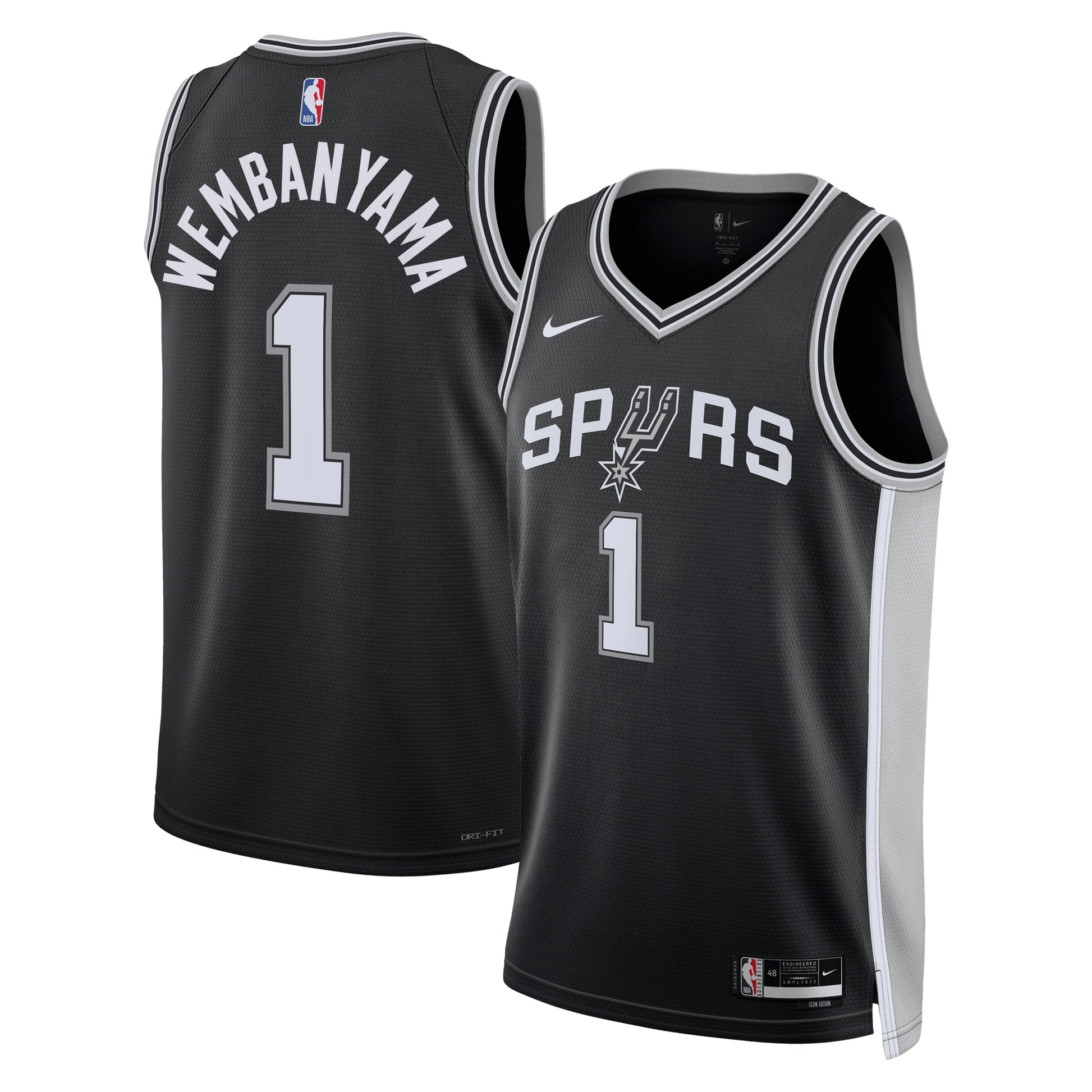 Unisex San Antonio Spurs Victor Wembanyama Nike Black Swingman Jersey - Icon Edition