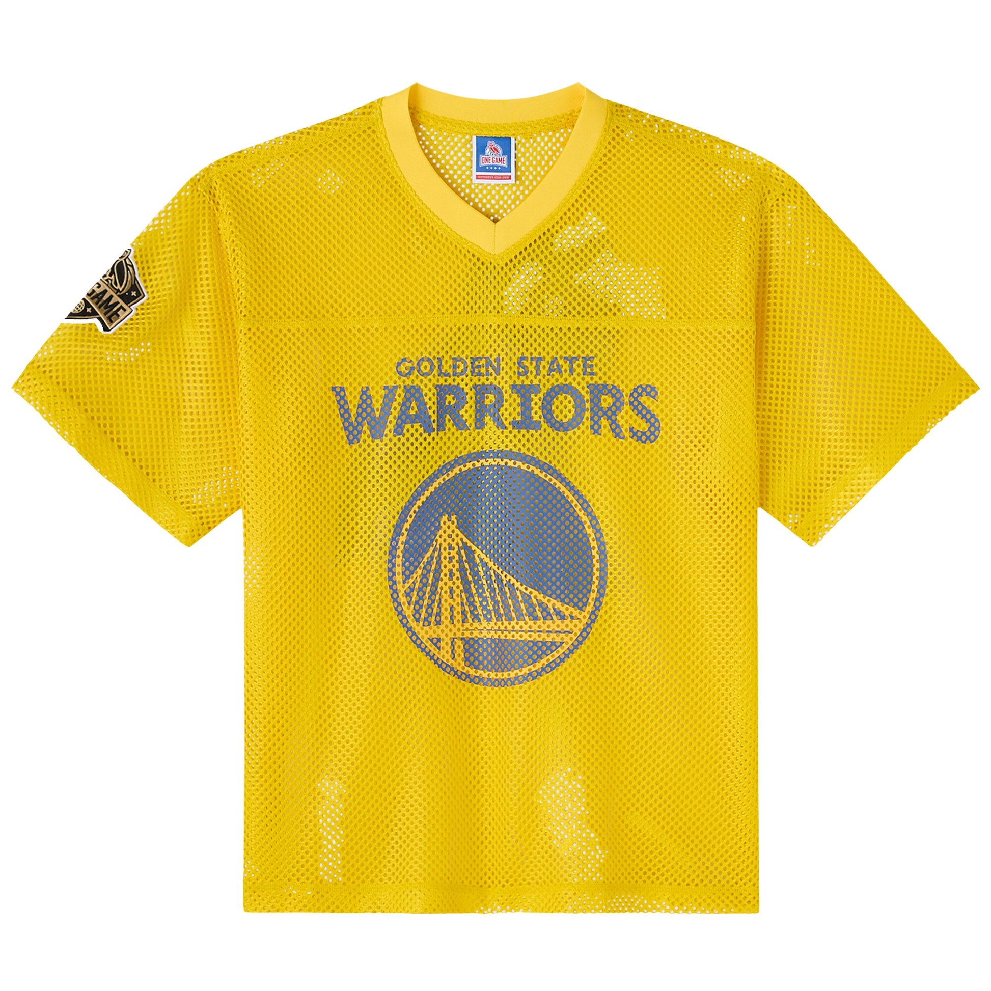 Men's Golden State Warriors  OVO x NBA Gold Mesh Football Fashion Jersey