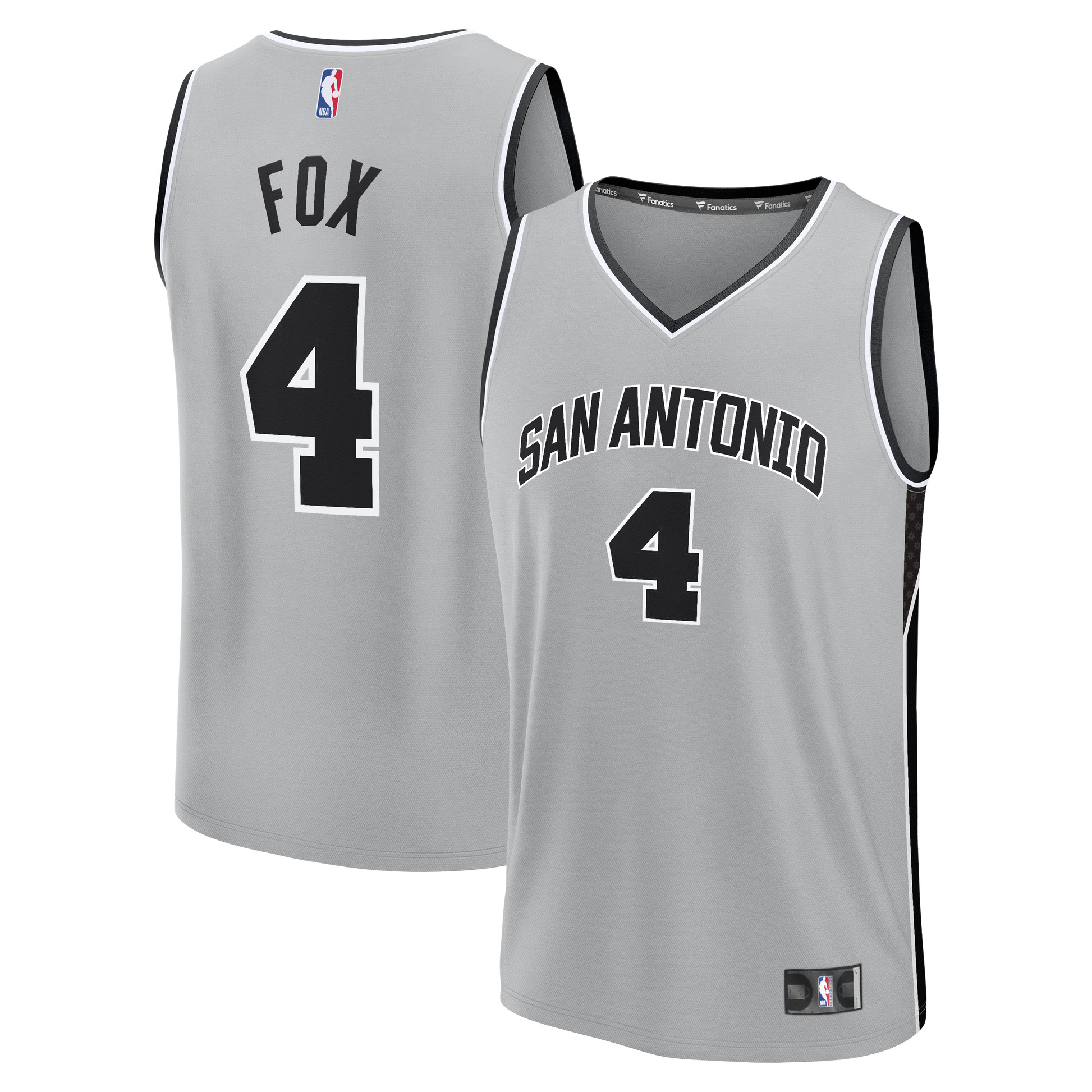 Men's San Antonio Spurs De'Aaron Fox Fanatics Silver Fast Break Jersey - Statement Edition
